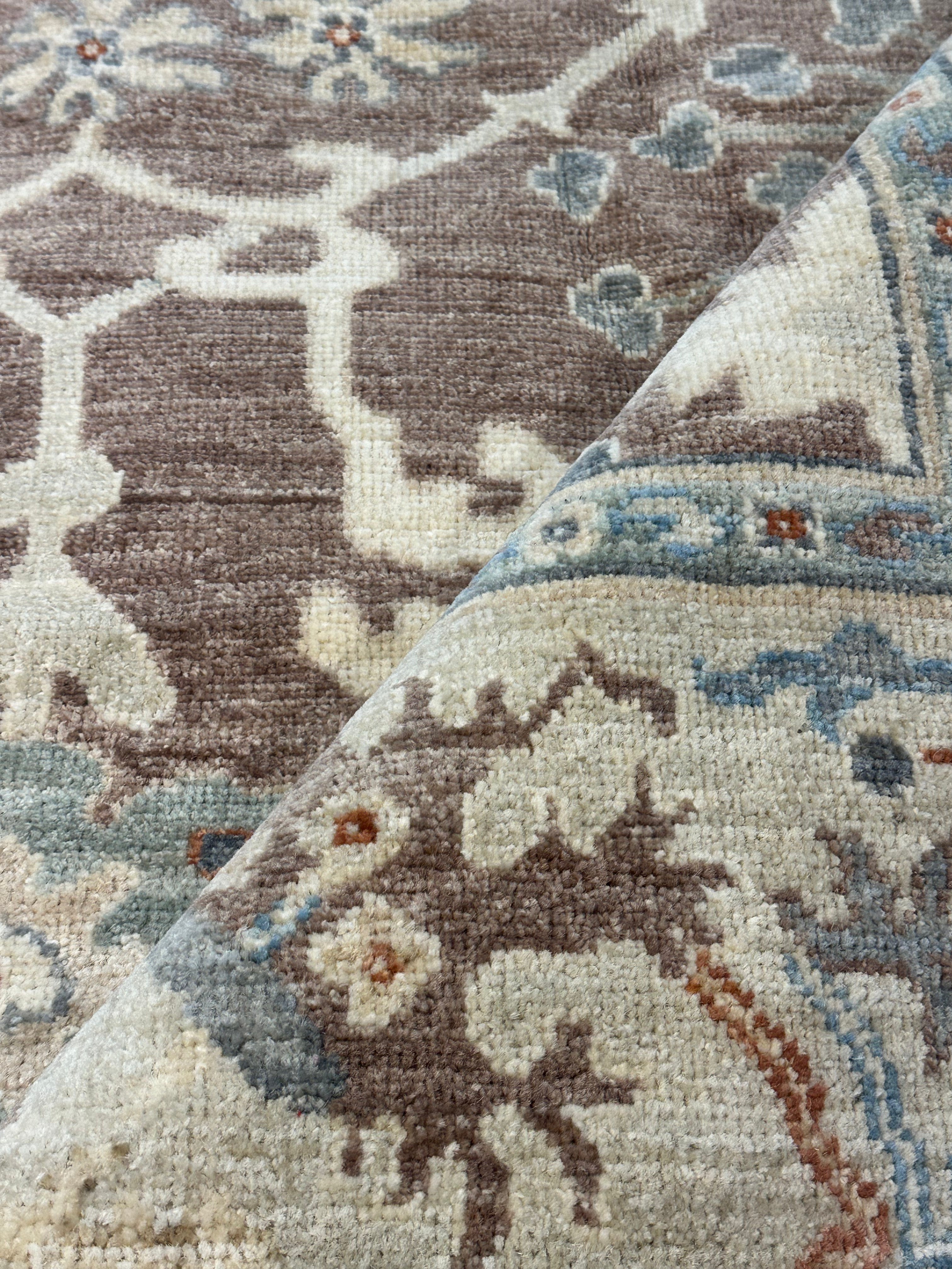 Meg Hyatt Snow 6.2x9 Brown Afghani Whitewashed Oushak