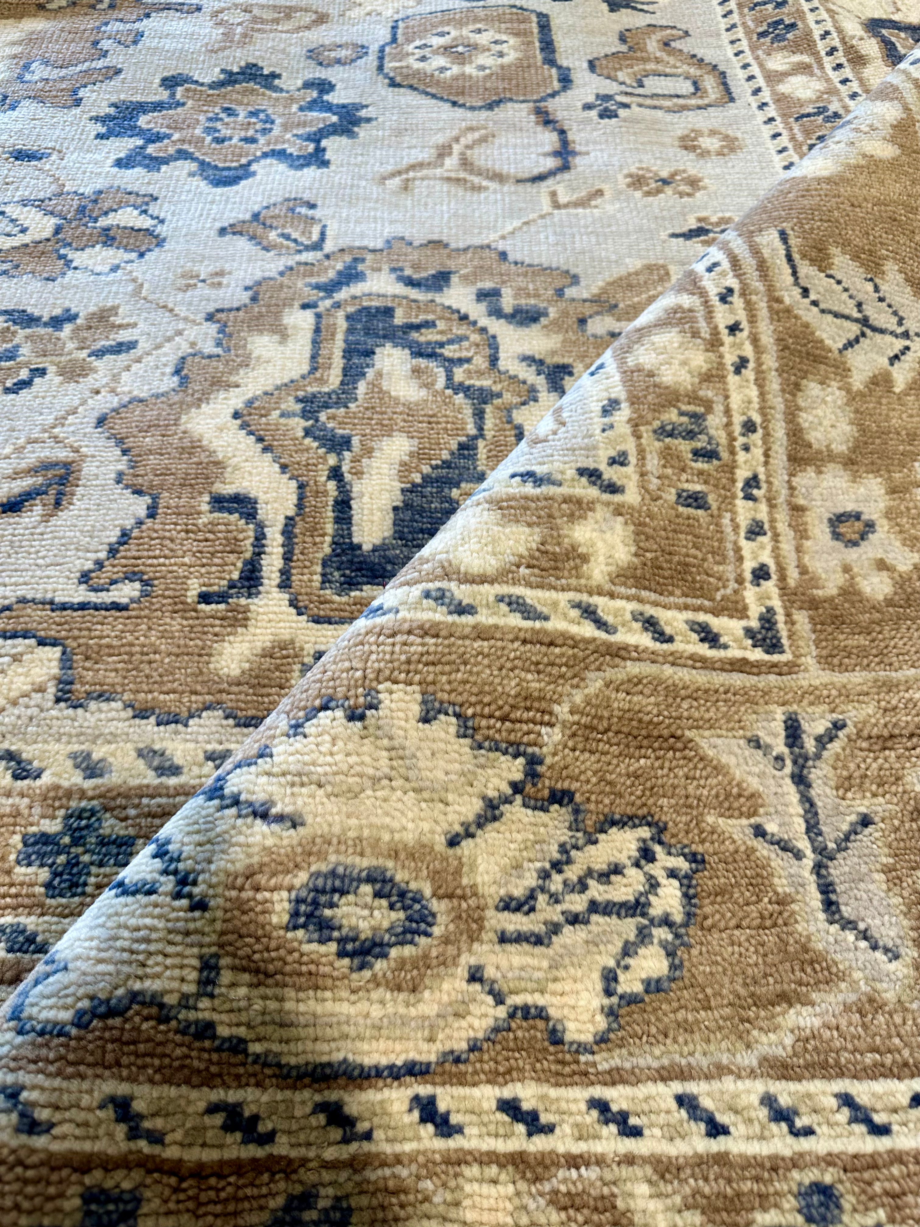 Jessica Rabbit 8x9.9 Beige and Brown Hand-Knotted Oushak Rug