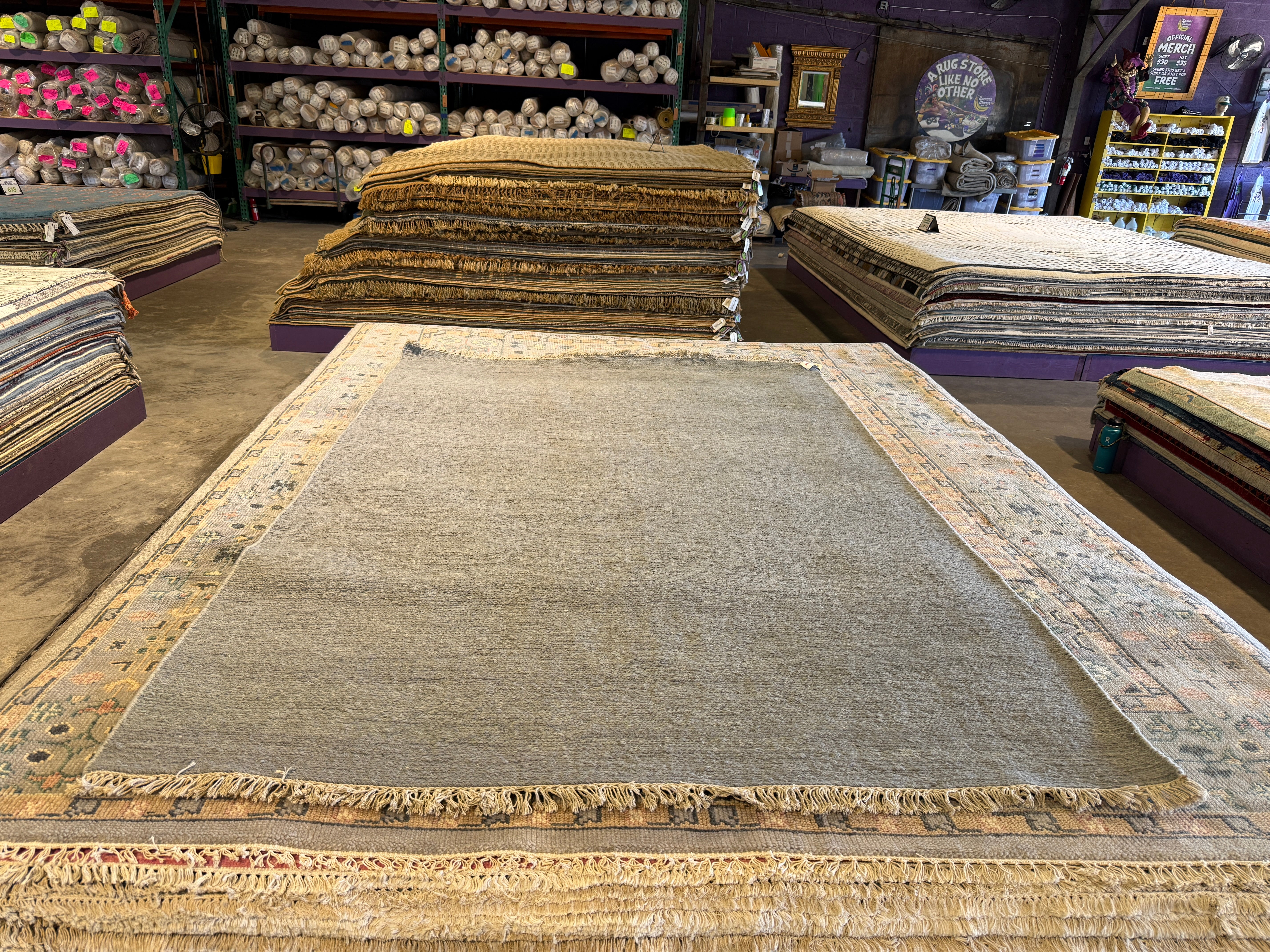Becky Barnett Gray Handwoven Durrie Rug (multiple sizes available) CLEARANCE