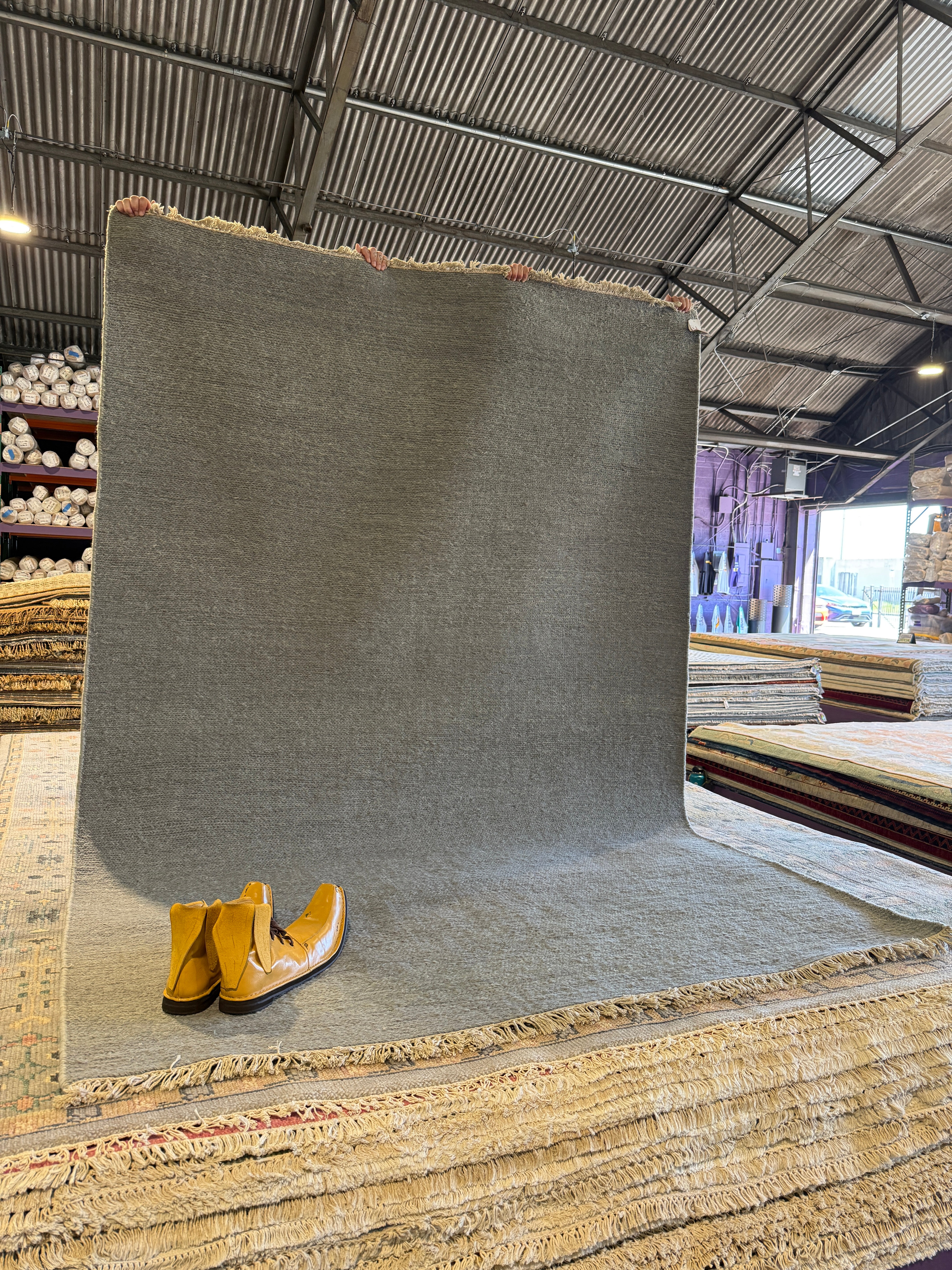 Becky Barnett Gray Handwoven Durrie Rug (multiple sizes available) CLEARANCE