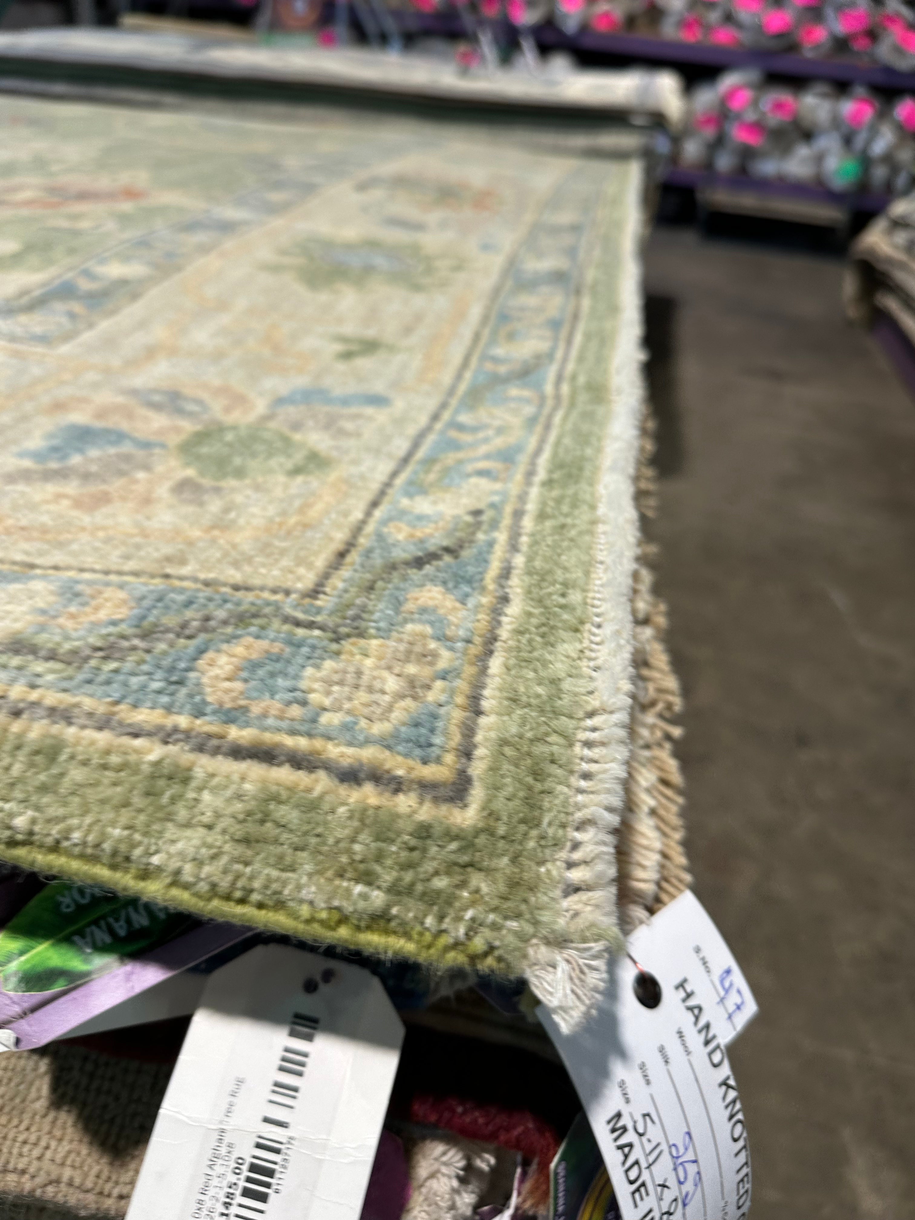 Patty York 6.3x8.11 Green Afghani Whitewashed Oushak