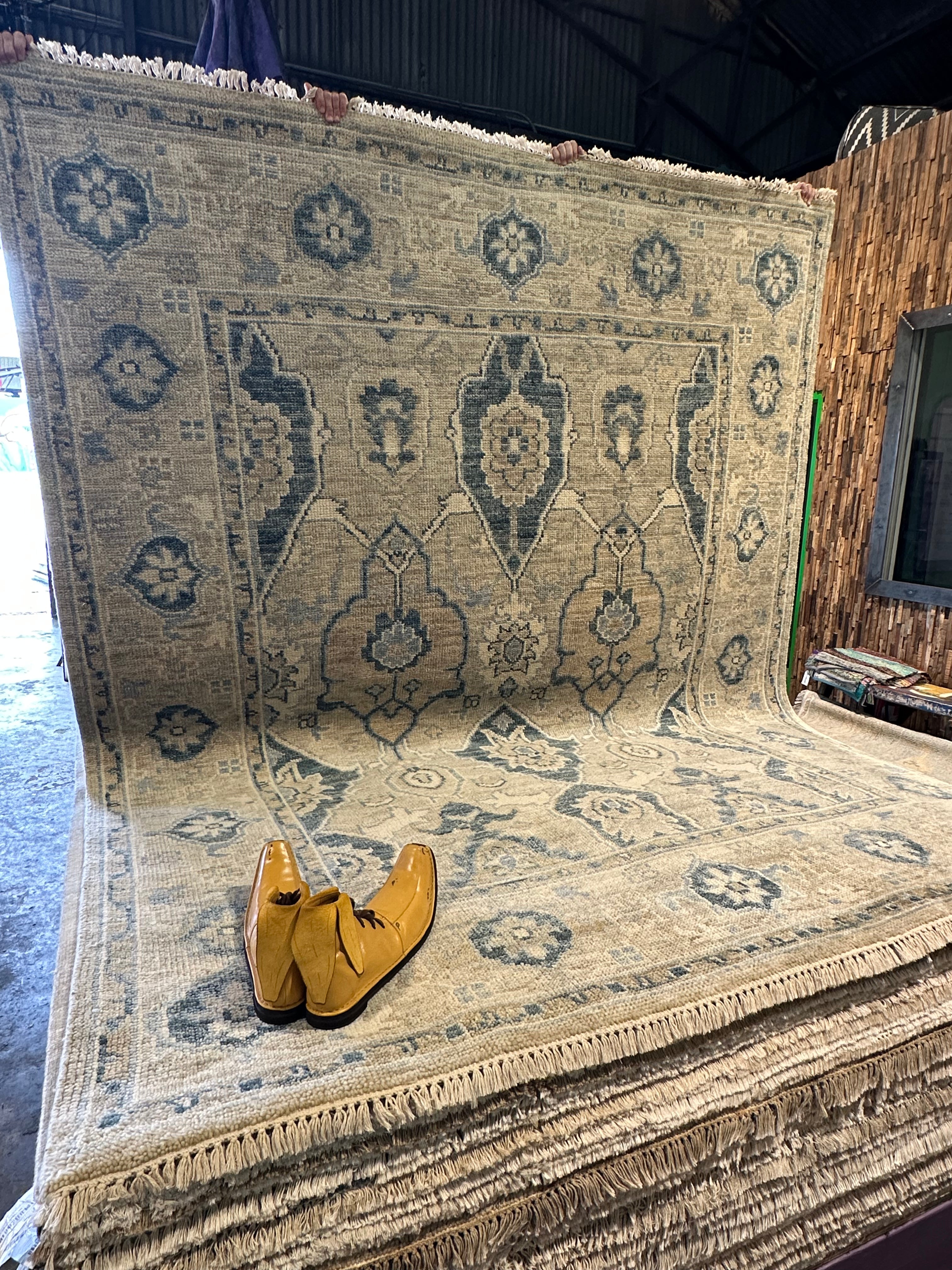 Fiona Barratt 8x10 Tan and Grey Hand-Knotted Oushak Rug