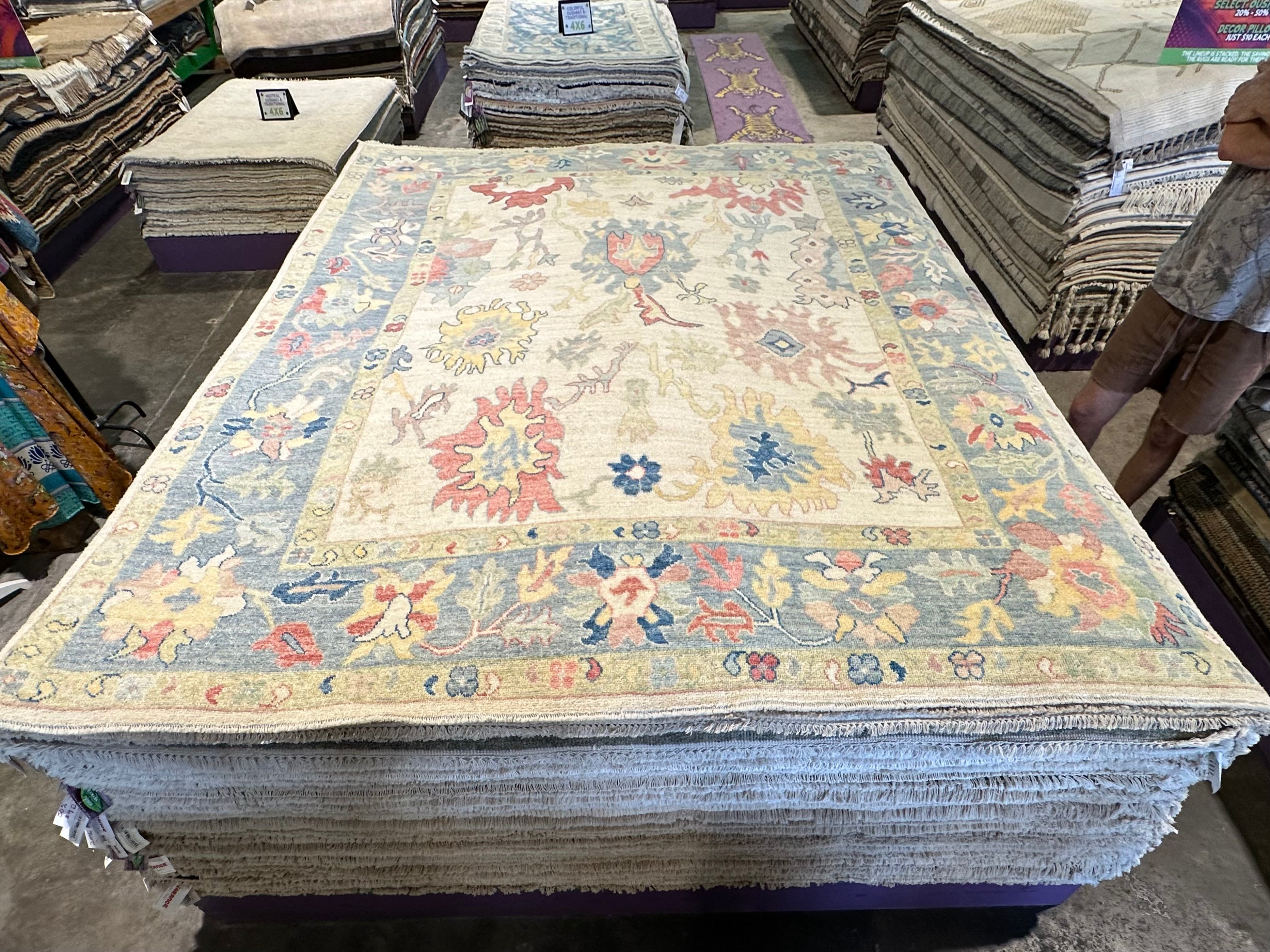 Anna Ramey Borden 7.11x9.9 Colorful Afghani Colorful Oushak