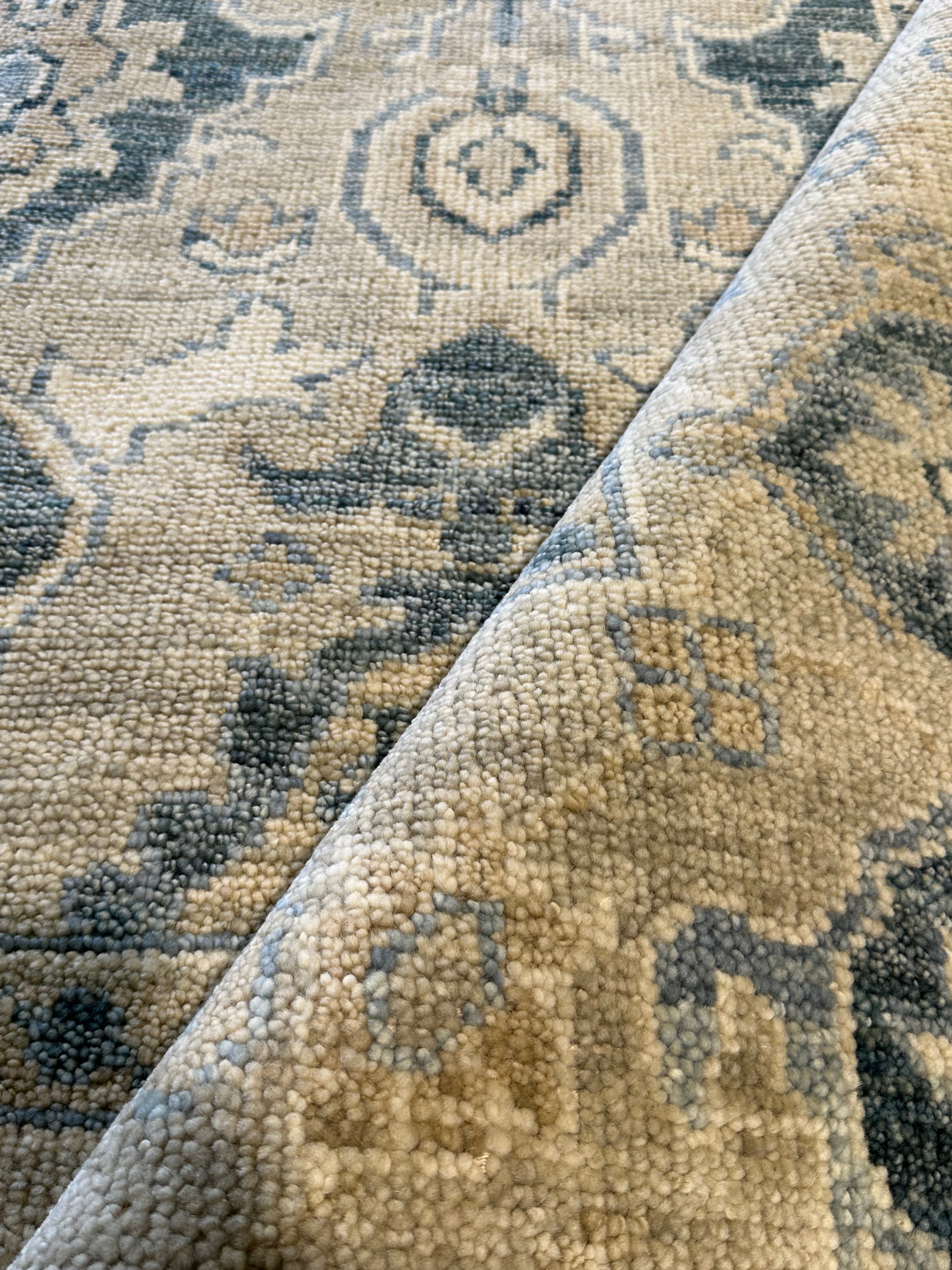 Fiona Barratt 8x10 Tan and Grey Hand-Knotted Oushak Rug