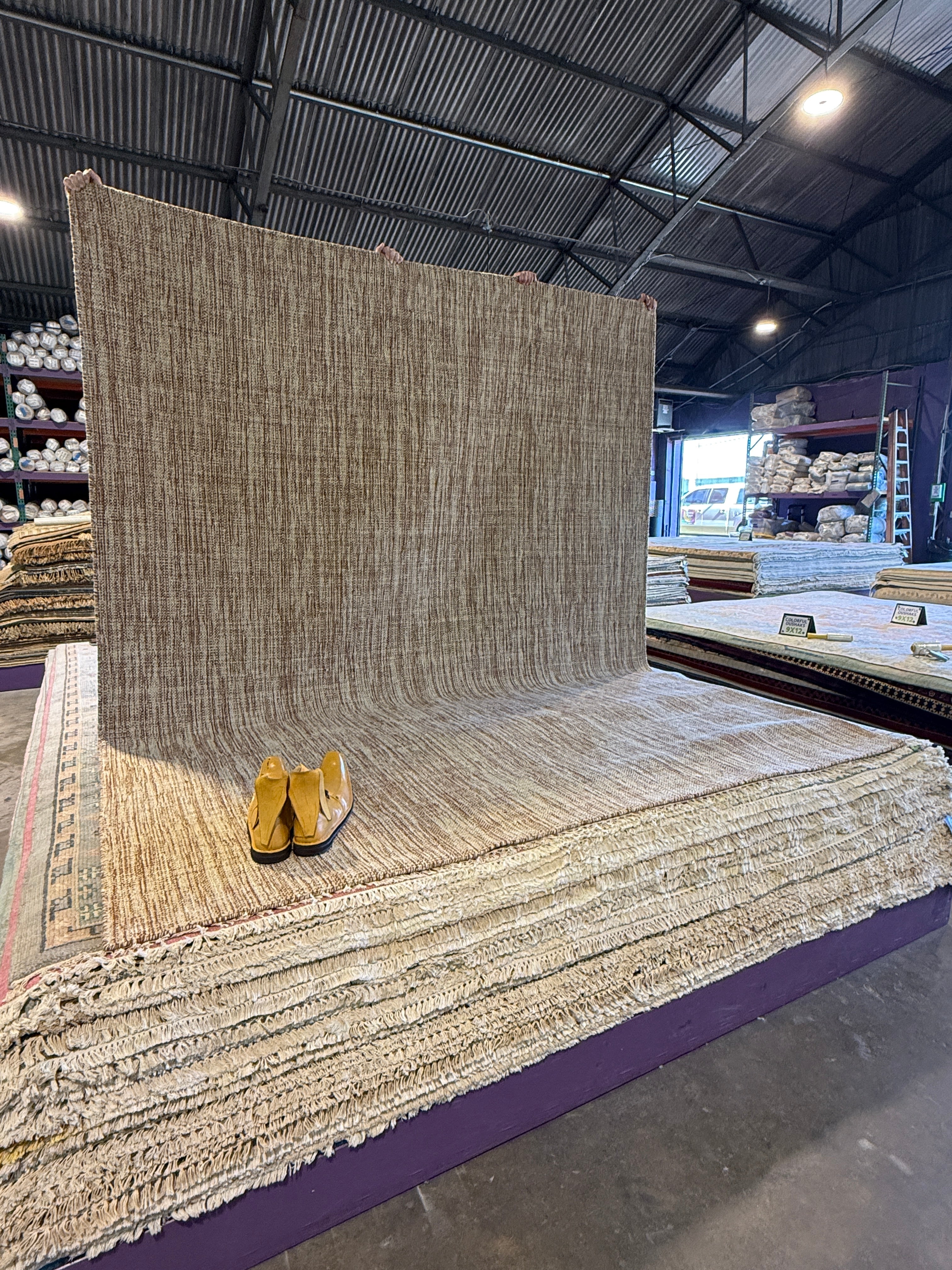 Randy Charach 8x10 Handwoven Durrie Textured Light Brown