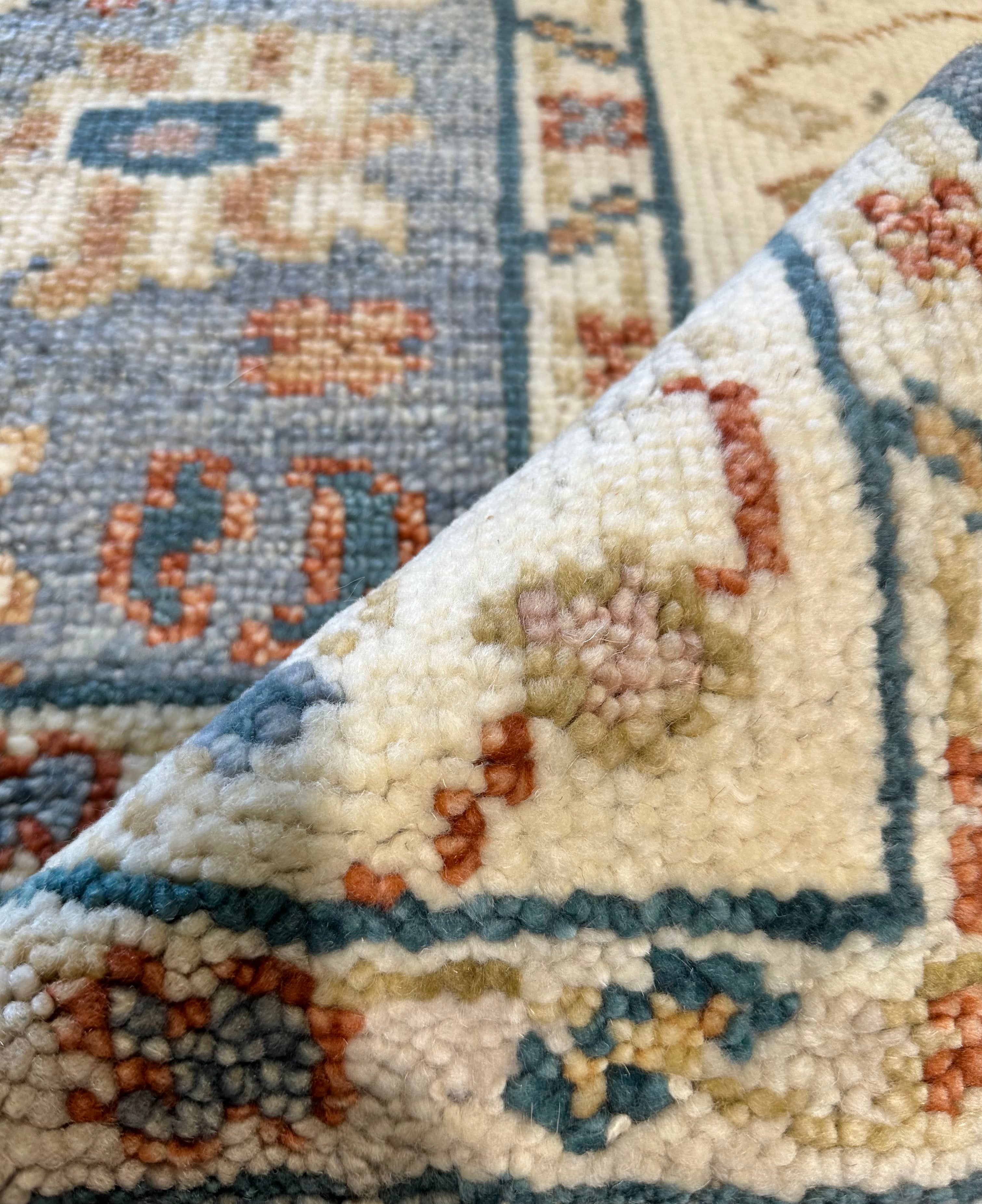 Suzanne Rogers 8x9.6 Hand-Knotted Grey & Ivory Oushak