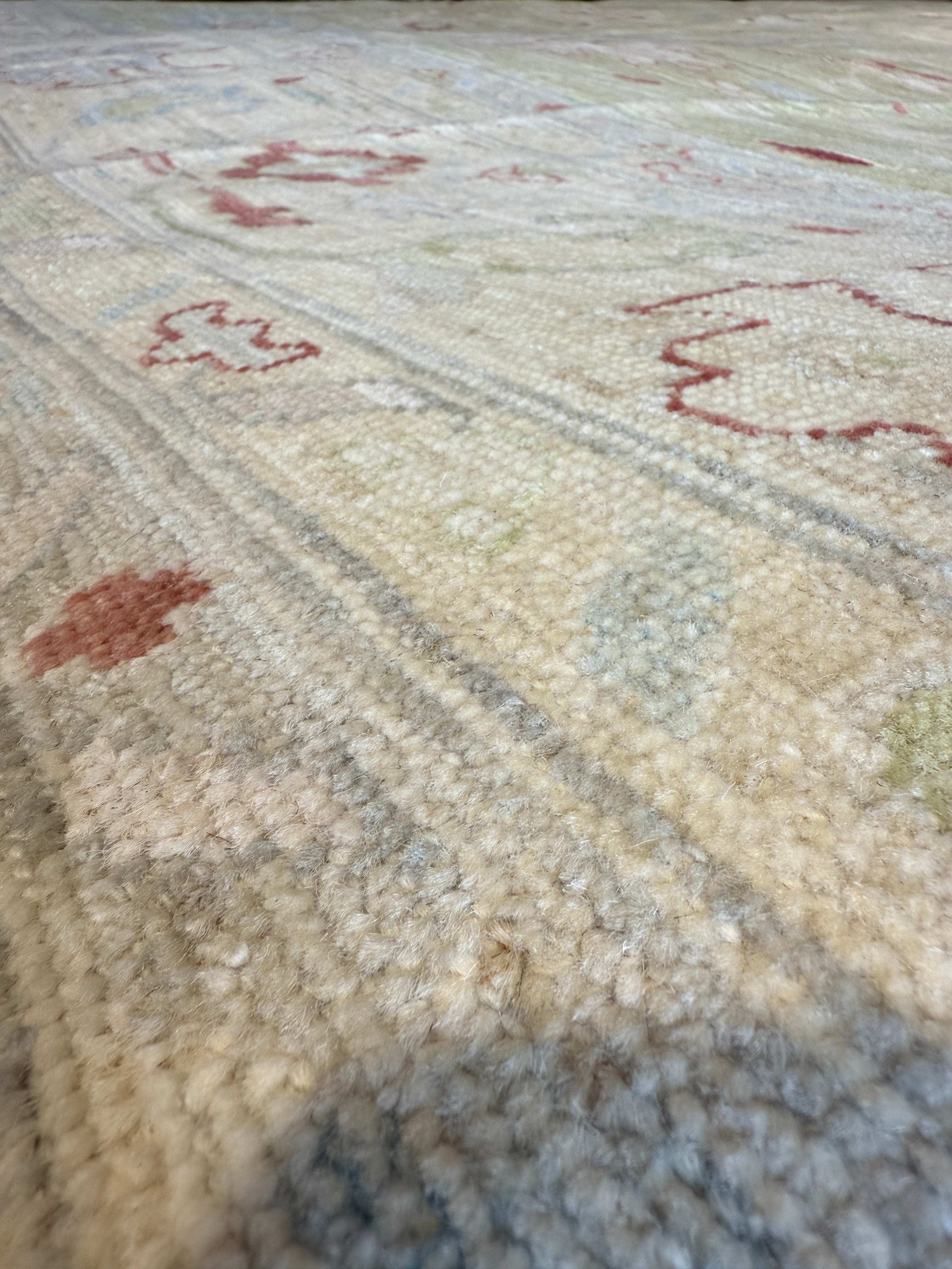 Rebecca Pfrommer 12.1x15.1 Green Hand-Knotted Whitewashed Oushak