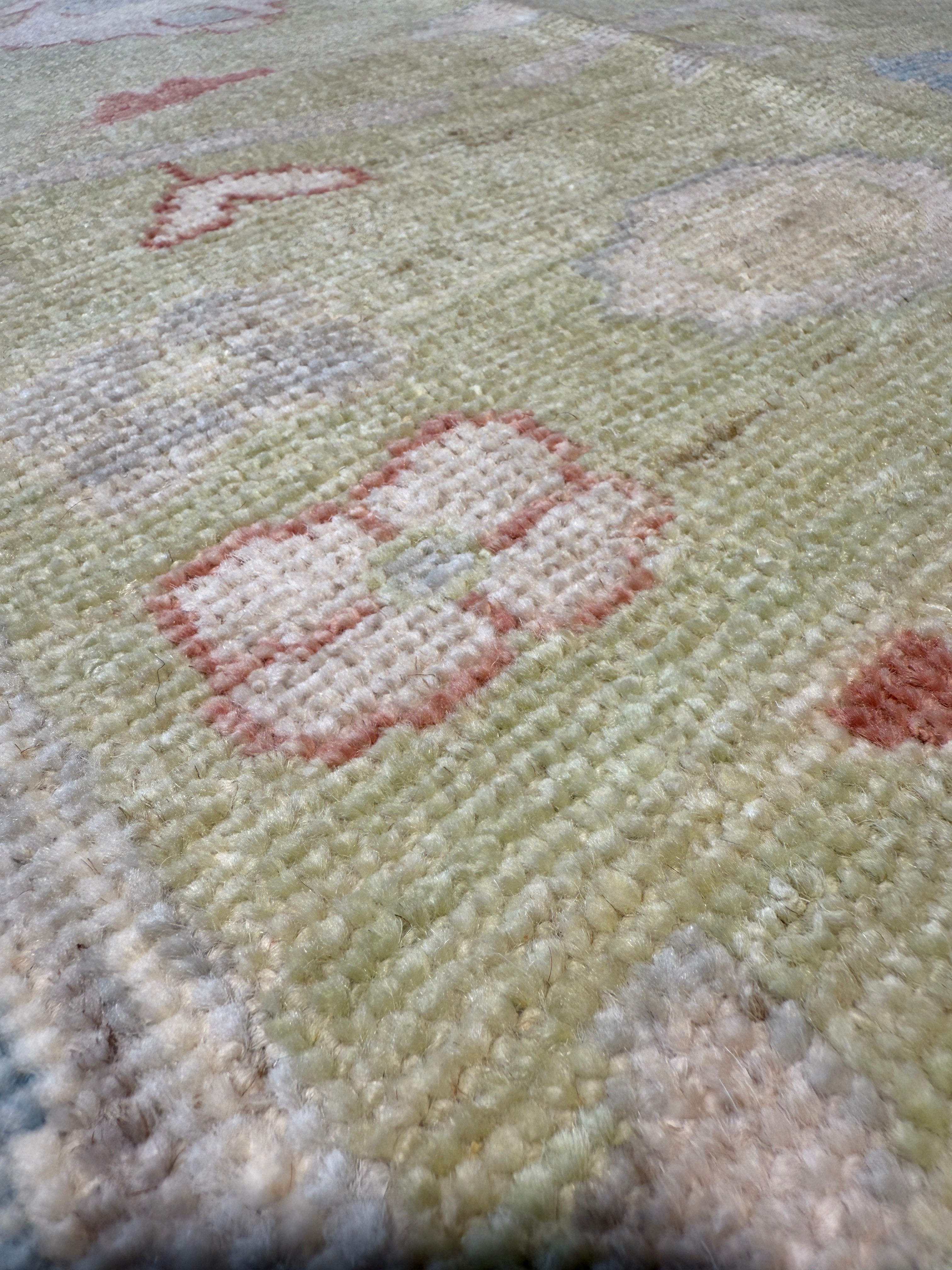 Rebecca Pfrommer 12.1x15.1 Green Hand-Knotted Whitewashed Oushak