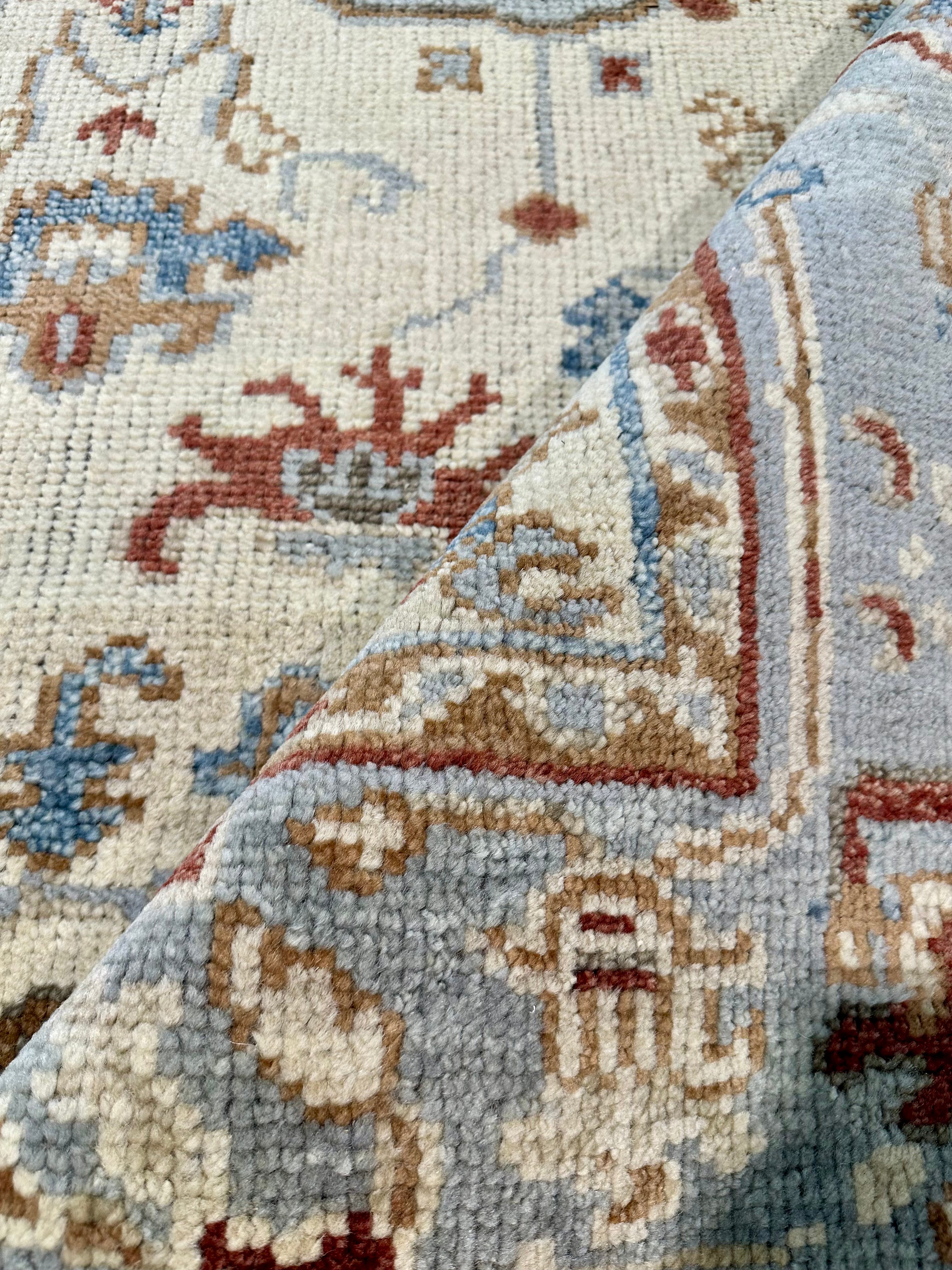 Mayn  6x9 Tan and Grey Hand-Knotted Oushak Rug