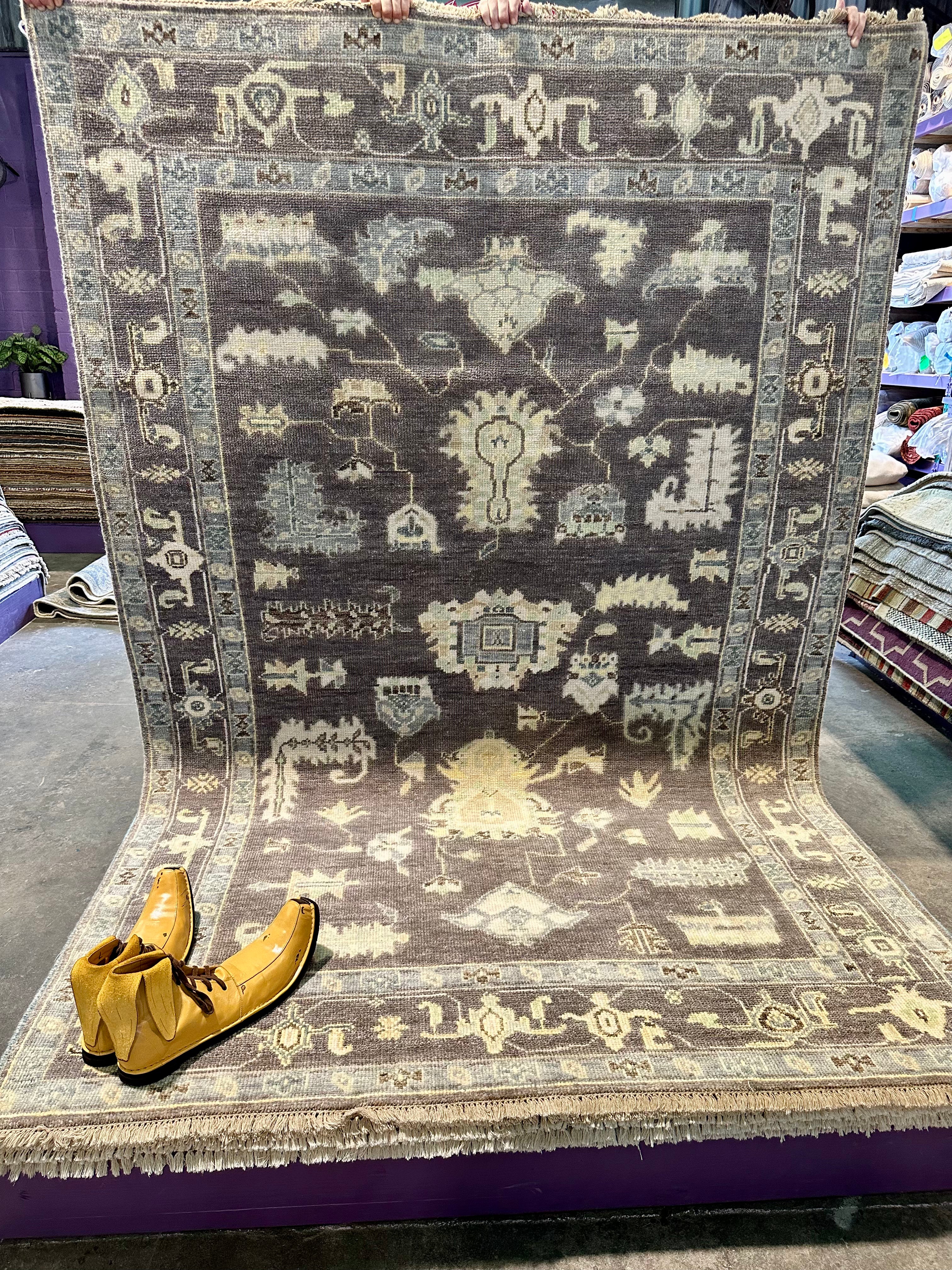 Agnes 6x9 Light Brown Hand-Knotted Oushak Rug