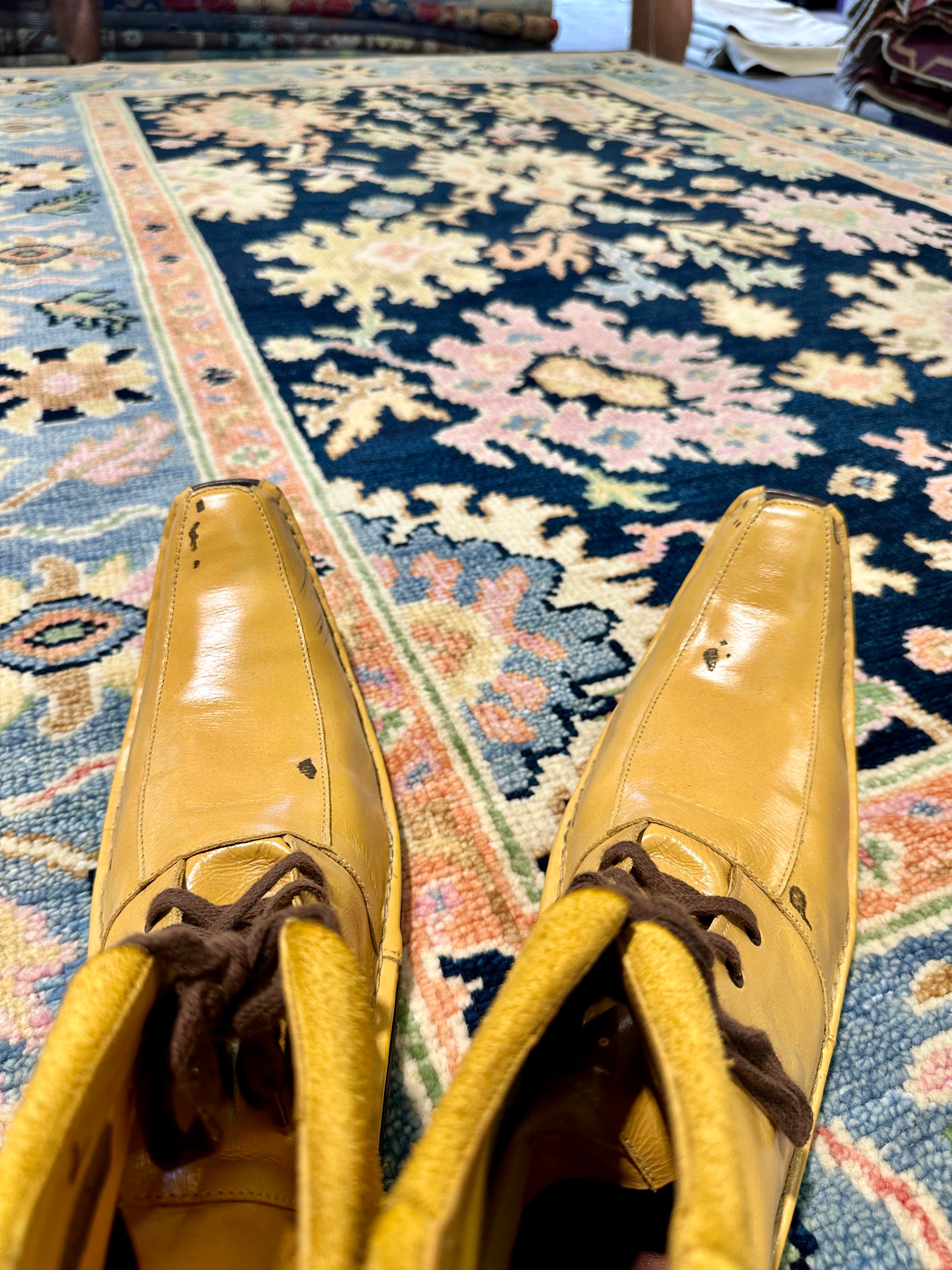 Laura Harring 6x9 Blue and Light Blue Hand-Knotted Oushak Rug