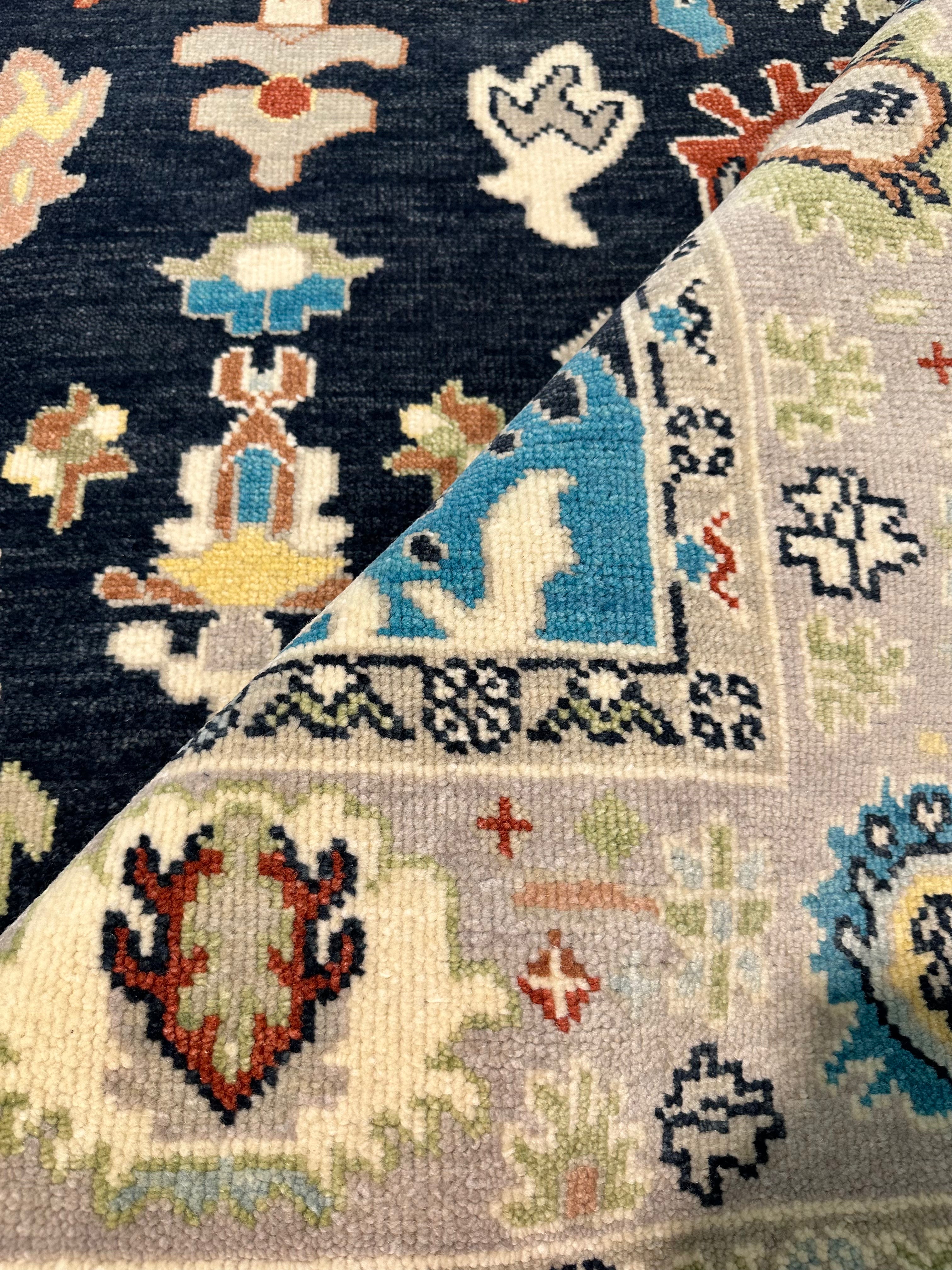 Shay 6x9 Blue and Grey Hand-Knotted Oushak Rug