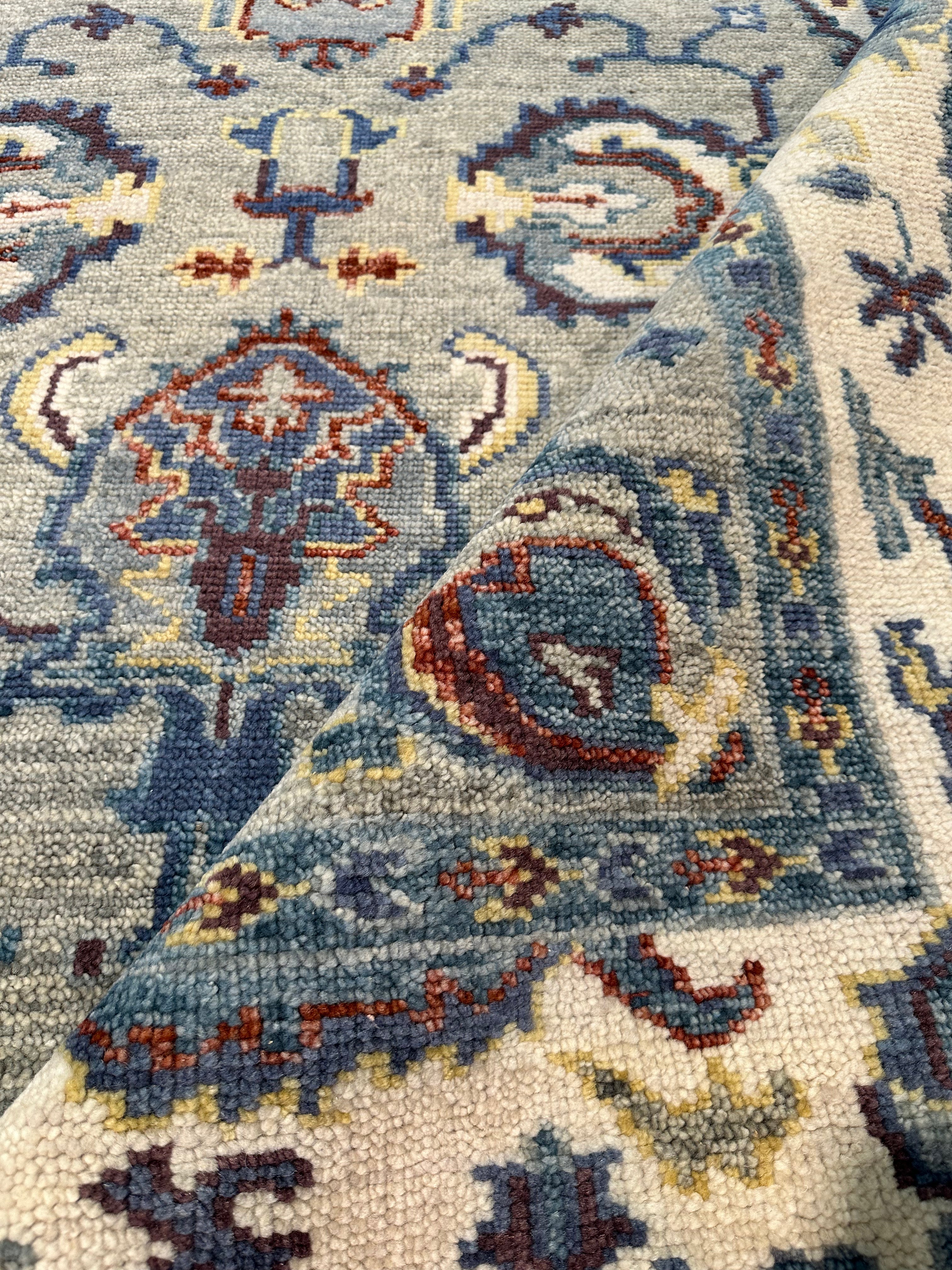Charlene  6x9 Blue and Grey Hand-Knotted Oushak Rug
