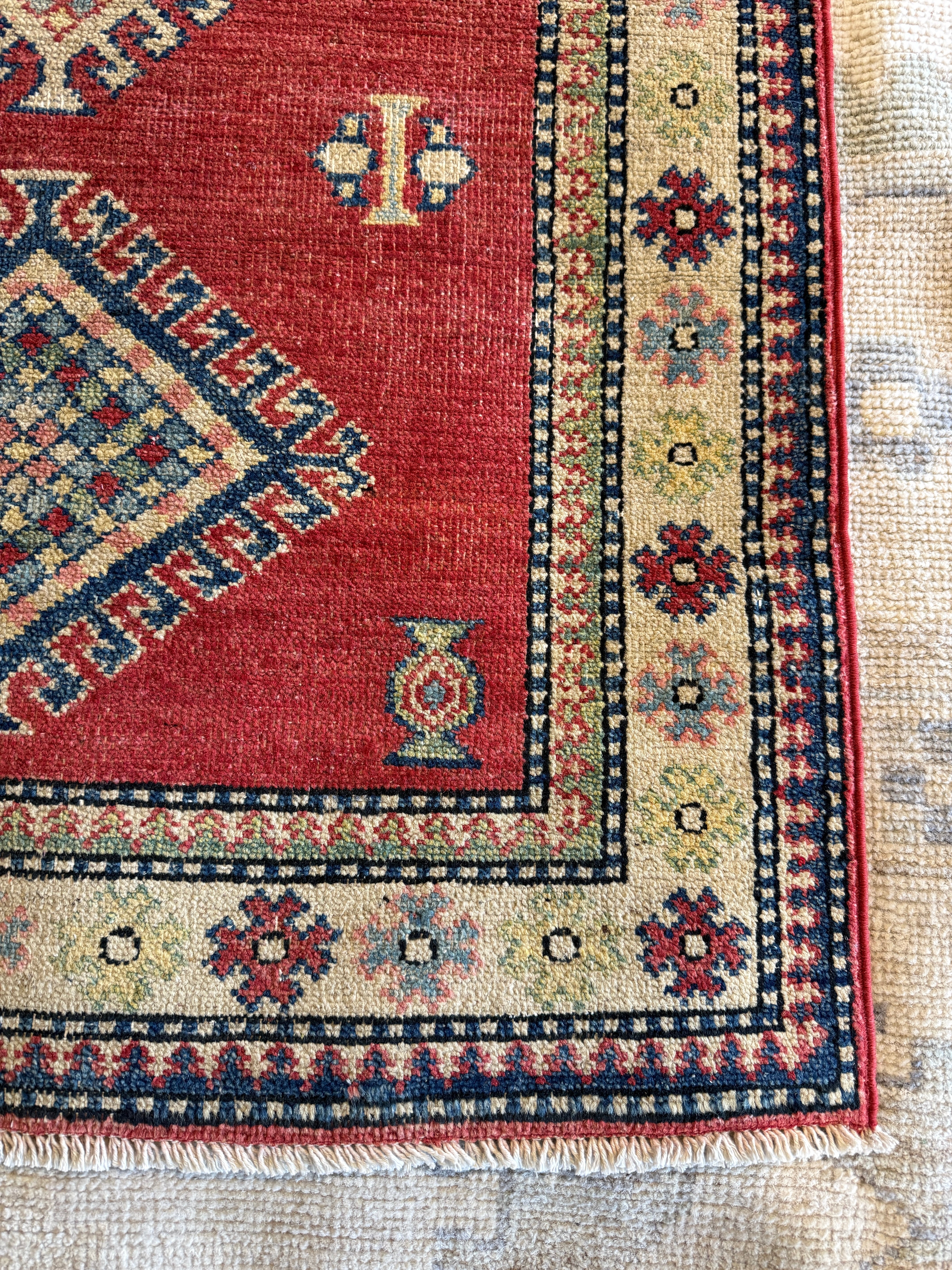 Carol Love-Smernitch 2.10x4.7 Red Hand-Knotted Kazak Rug
