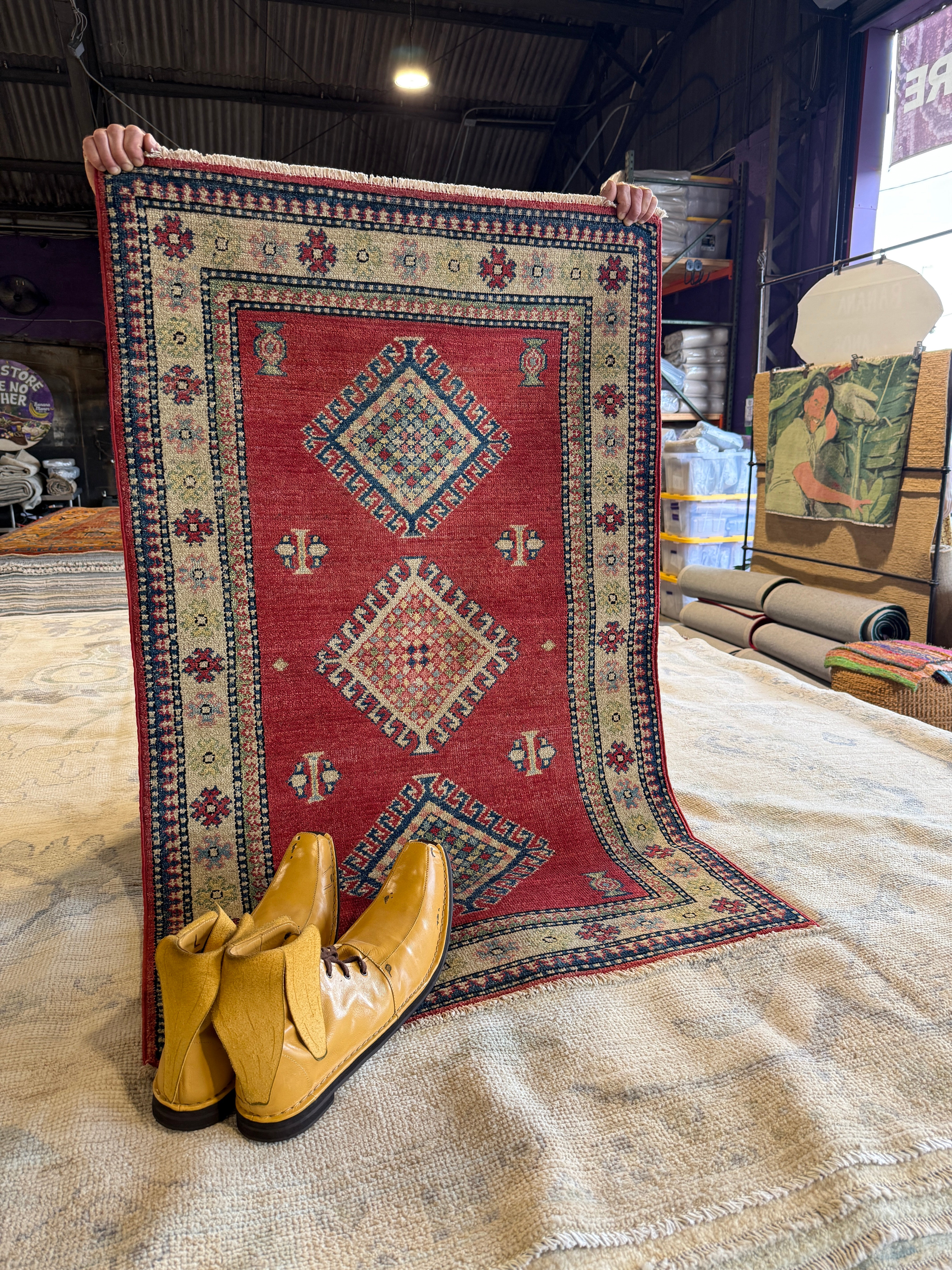 Carol Love-Smernitch 2.10x4.7 Red Hand-Knotted Kazak Rug