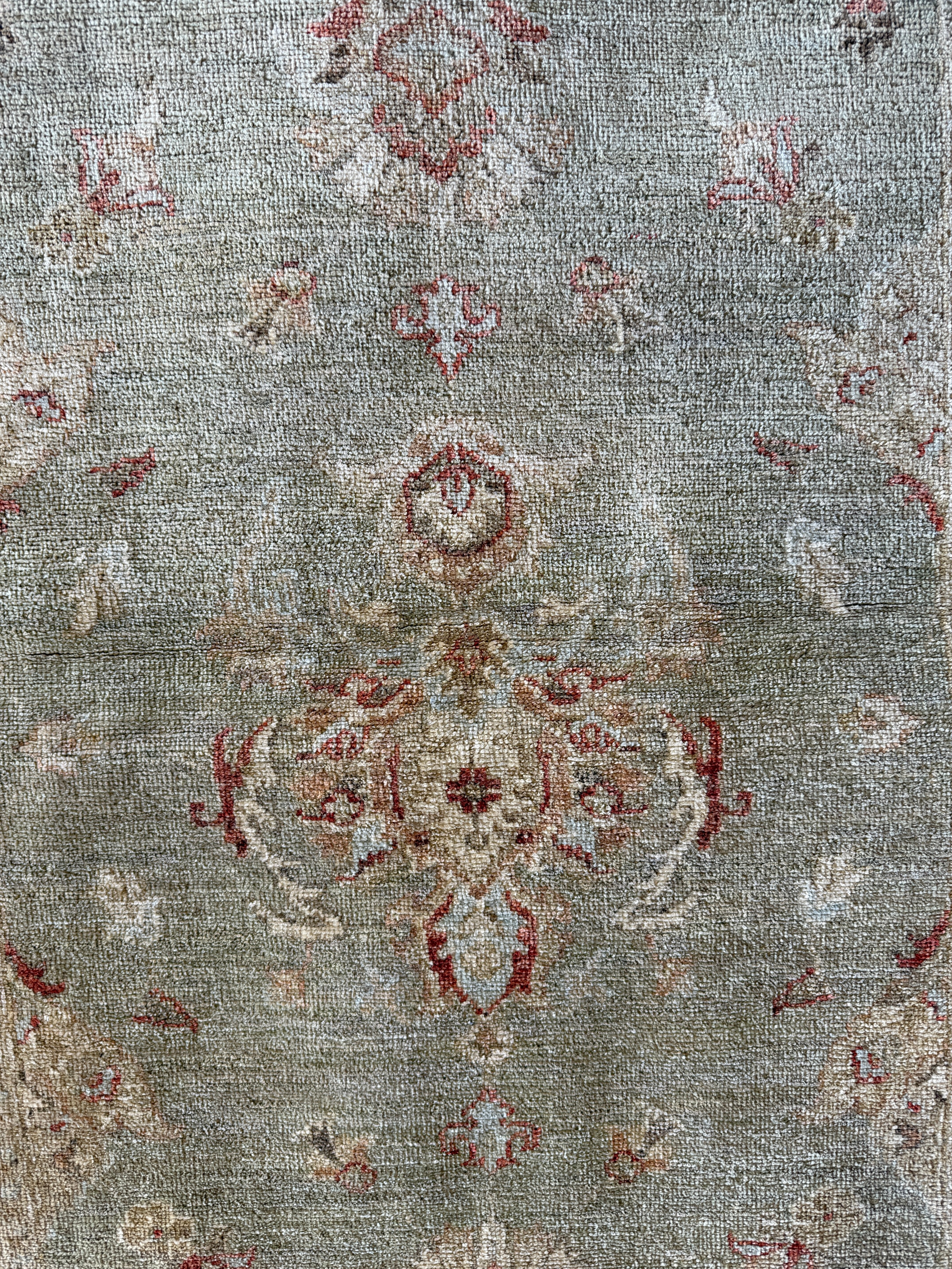Jodie Plumb 2.11x4.9 Green Hand-Knotted Farhan Rug