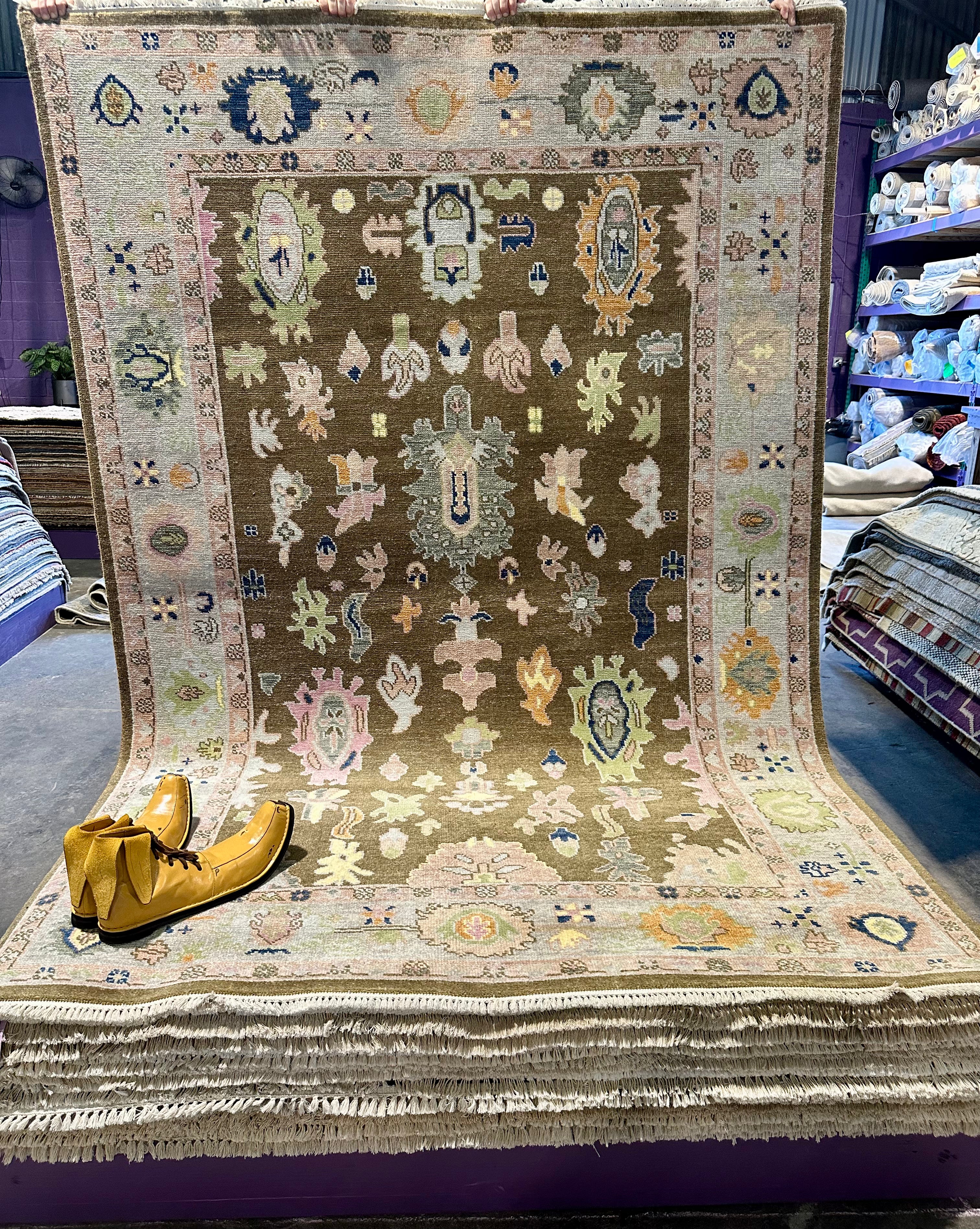 Julie Ege 6x9 Light Brown and Light Grey Hand-Knotted Oushak Rug