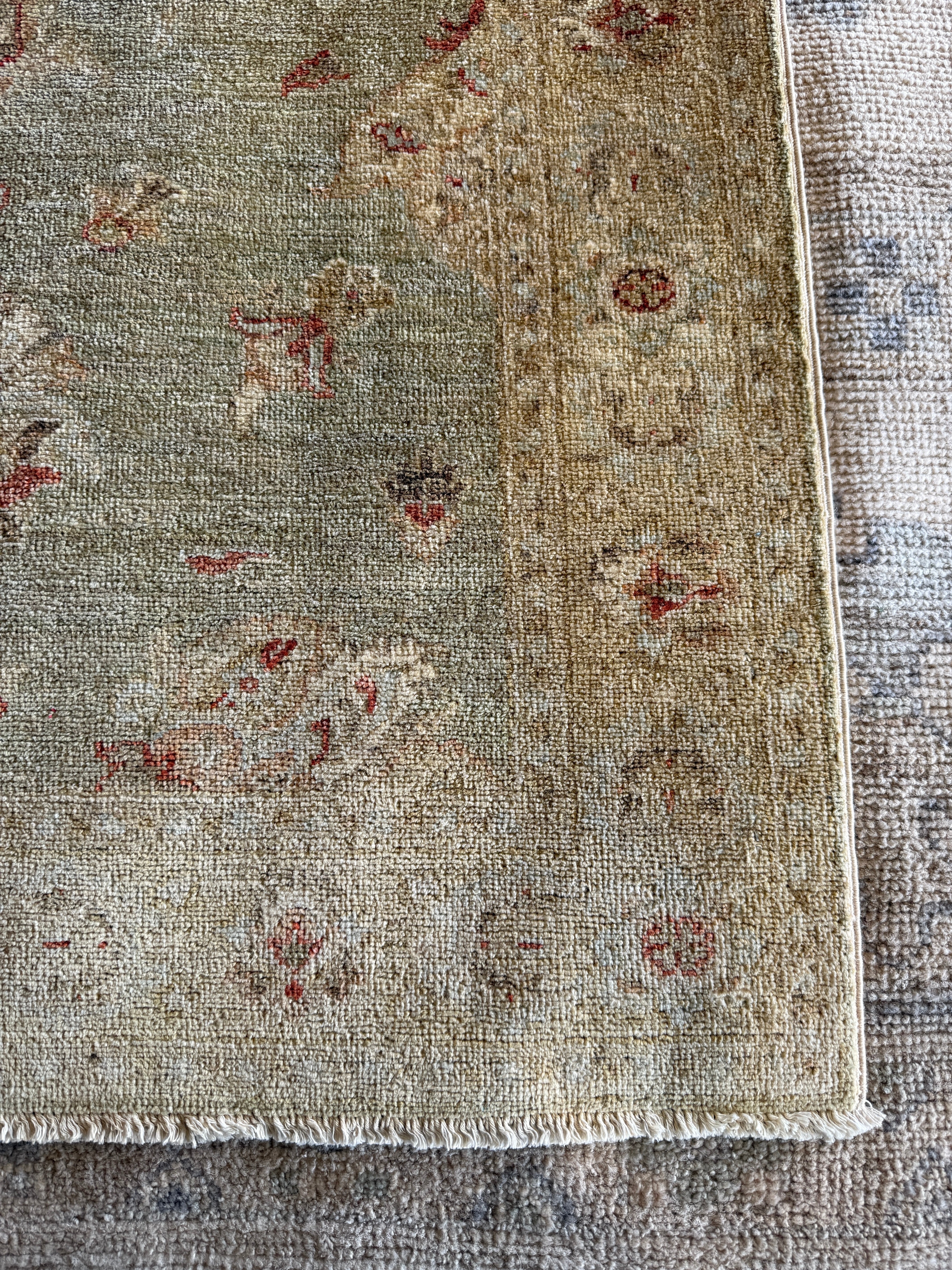 Jodie Plumb 2.11x4.9 Green Hand-Knotted Farhan Rug