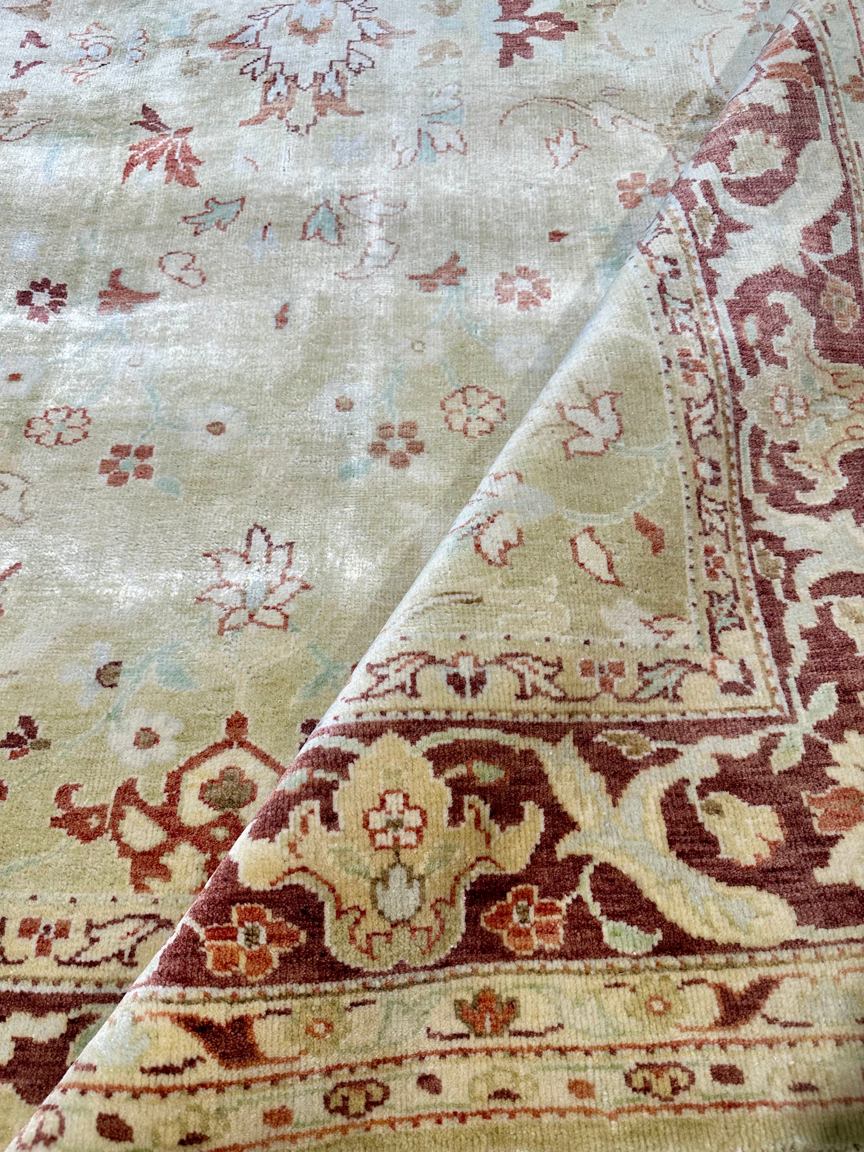 Michelle Pfeiffer  6.6x9 Tan and Rust Hand-Knotted Kashan Rug