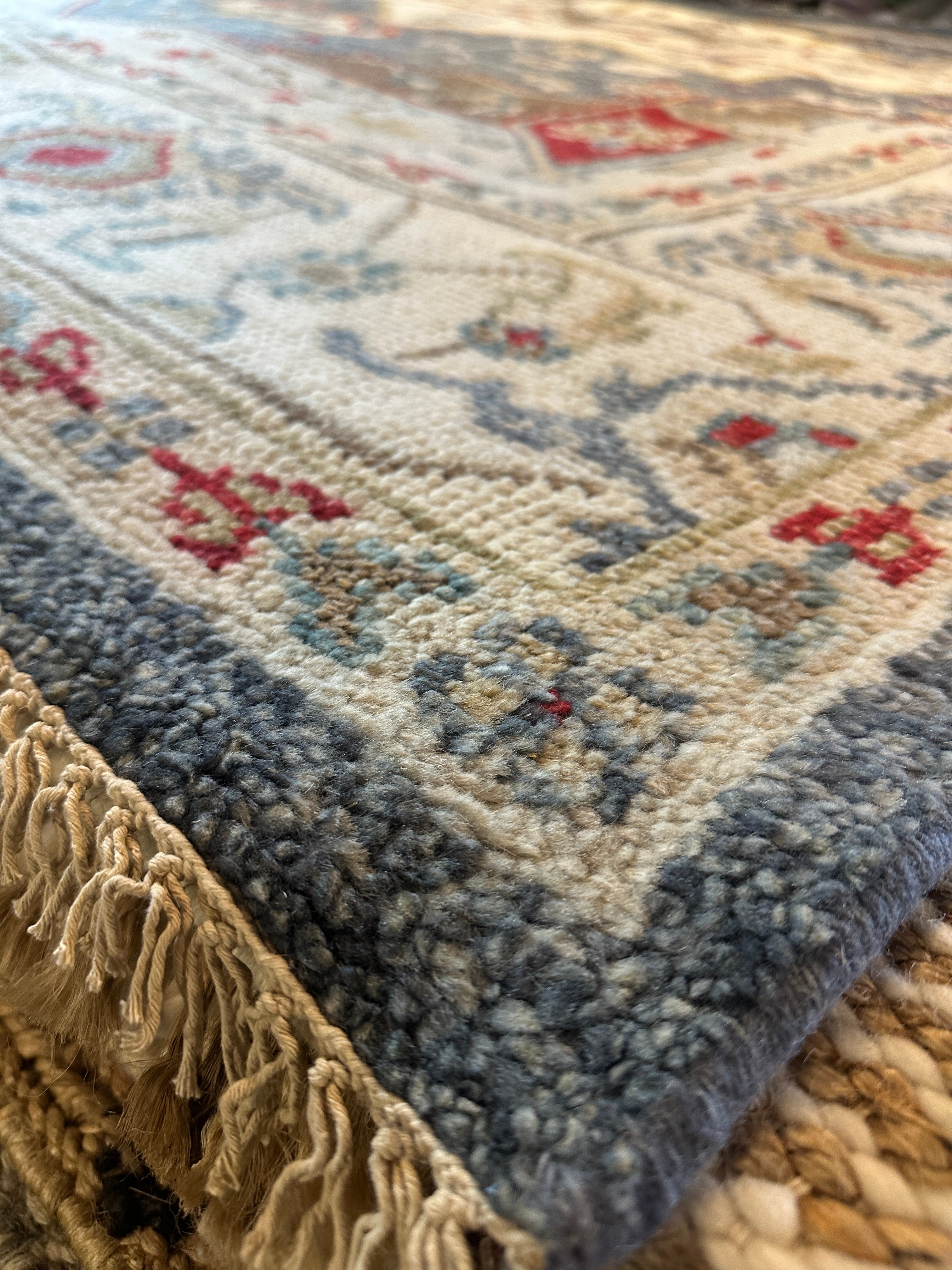 Gracie 8.3x10 Blue and White Hand-Knotted Oushak Rug