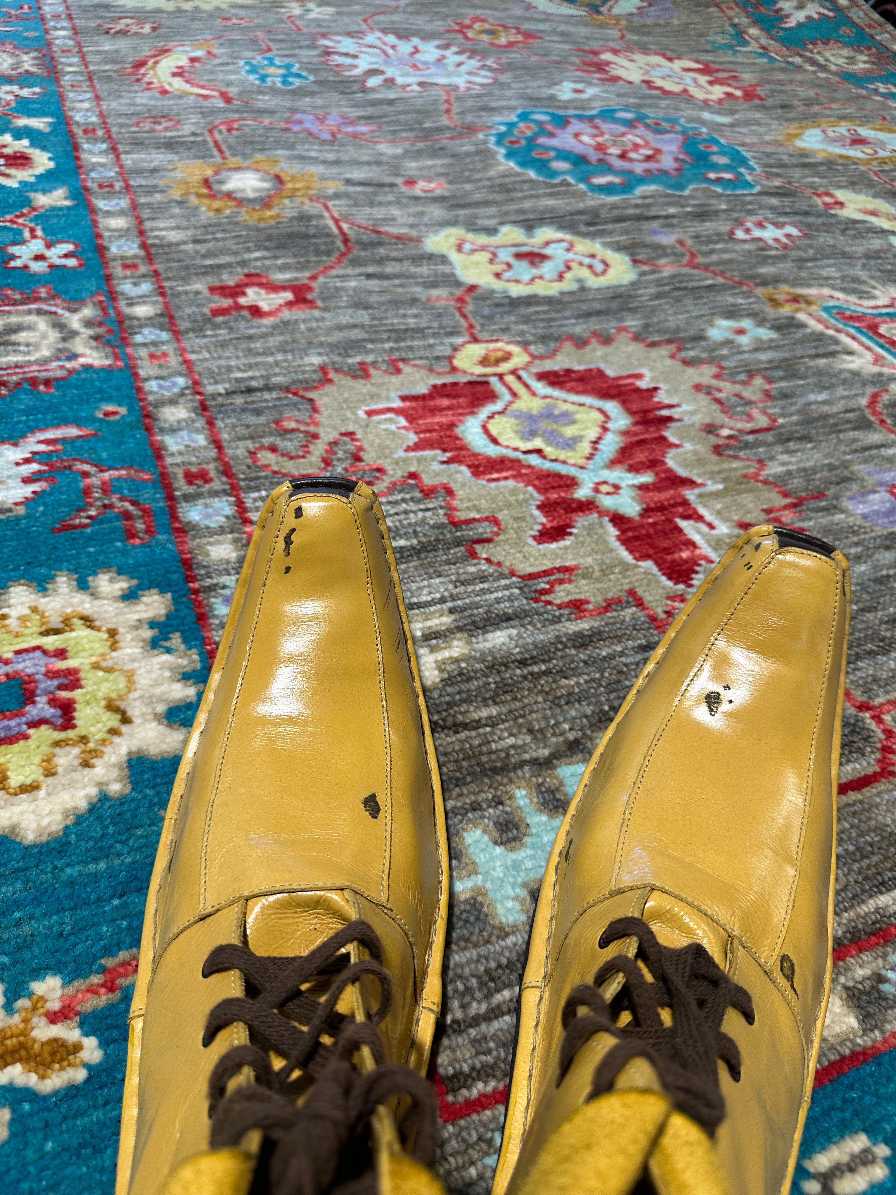 Katie Ginella 6.3x9 Grey and Blue Hand-Knotted Oushak