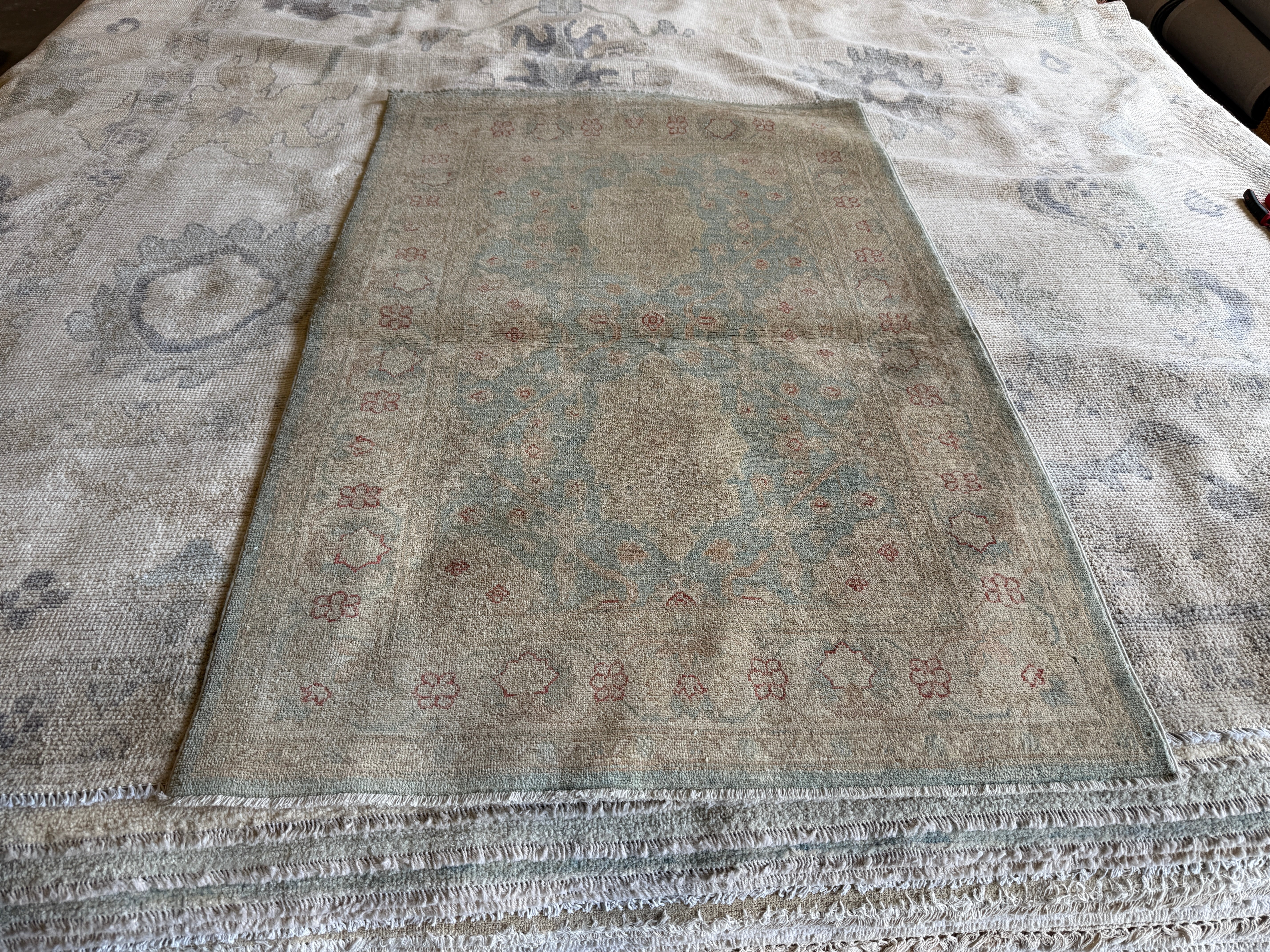 Lauren Adams Jones 3.2x4.9 Light Blue Hand-Knotted Tabriz Rug