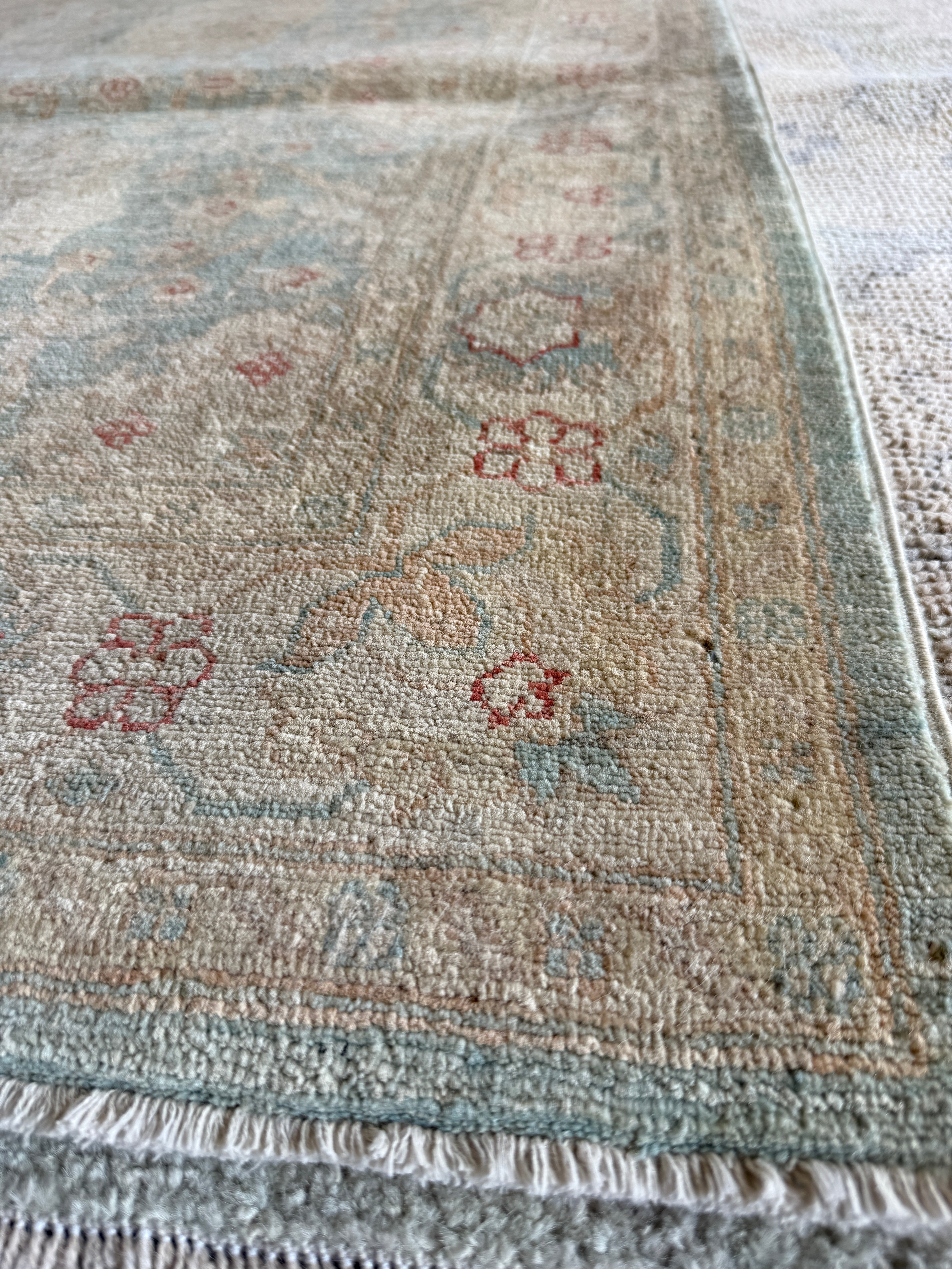 Lauren Adams Jones 3.2x4.9 Light Blue Hand-Knotted Tabriz Rug