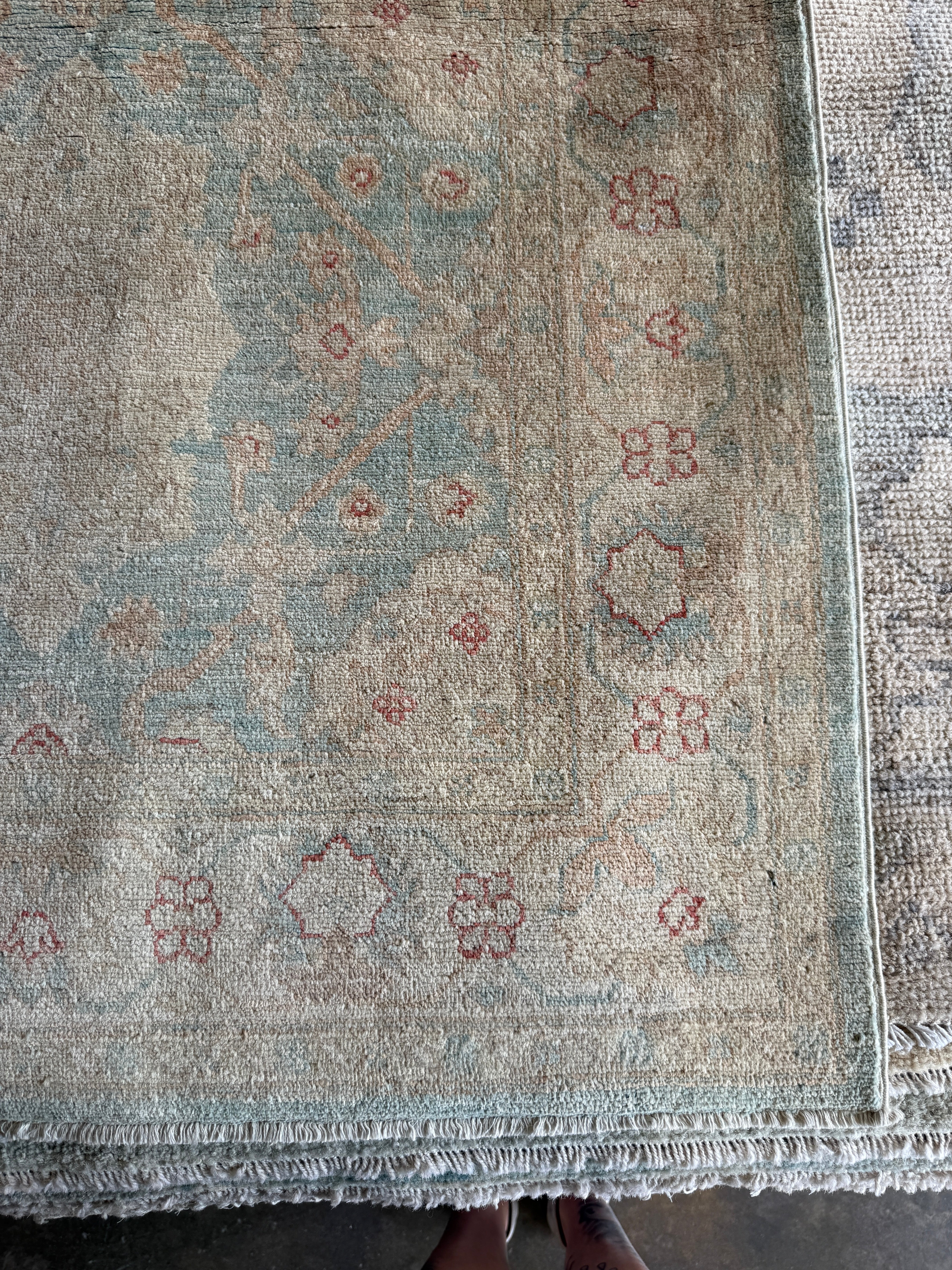 Lauren Adams Jones 3.2x4.9 Light Blue Hand-Knotted Tabriz Rug