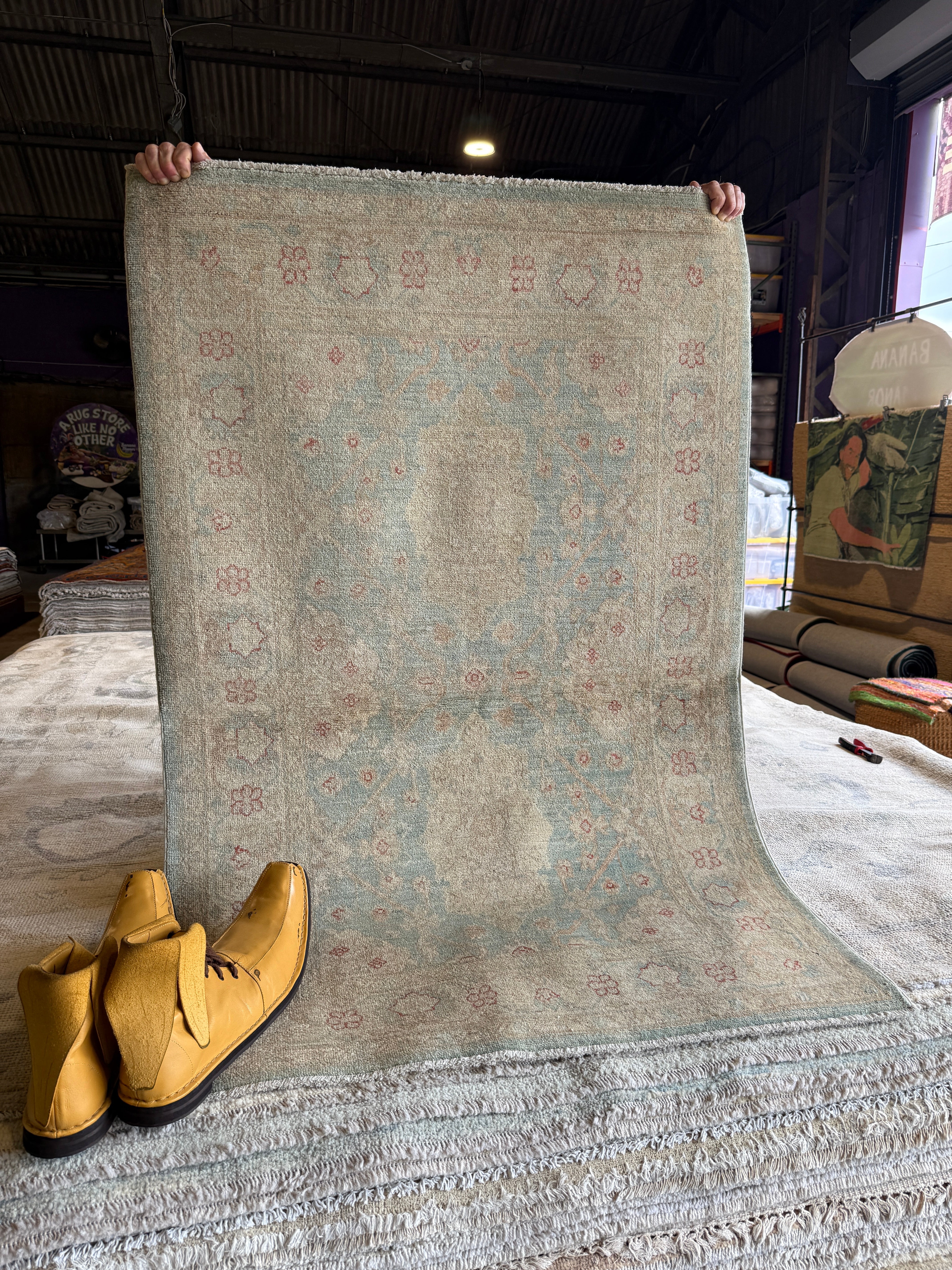 Lauren Adams Jones 3.2x4.9 Light Blue Hand-Knotted Tabriz Rug