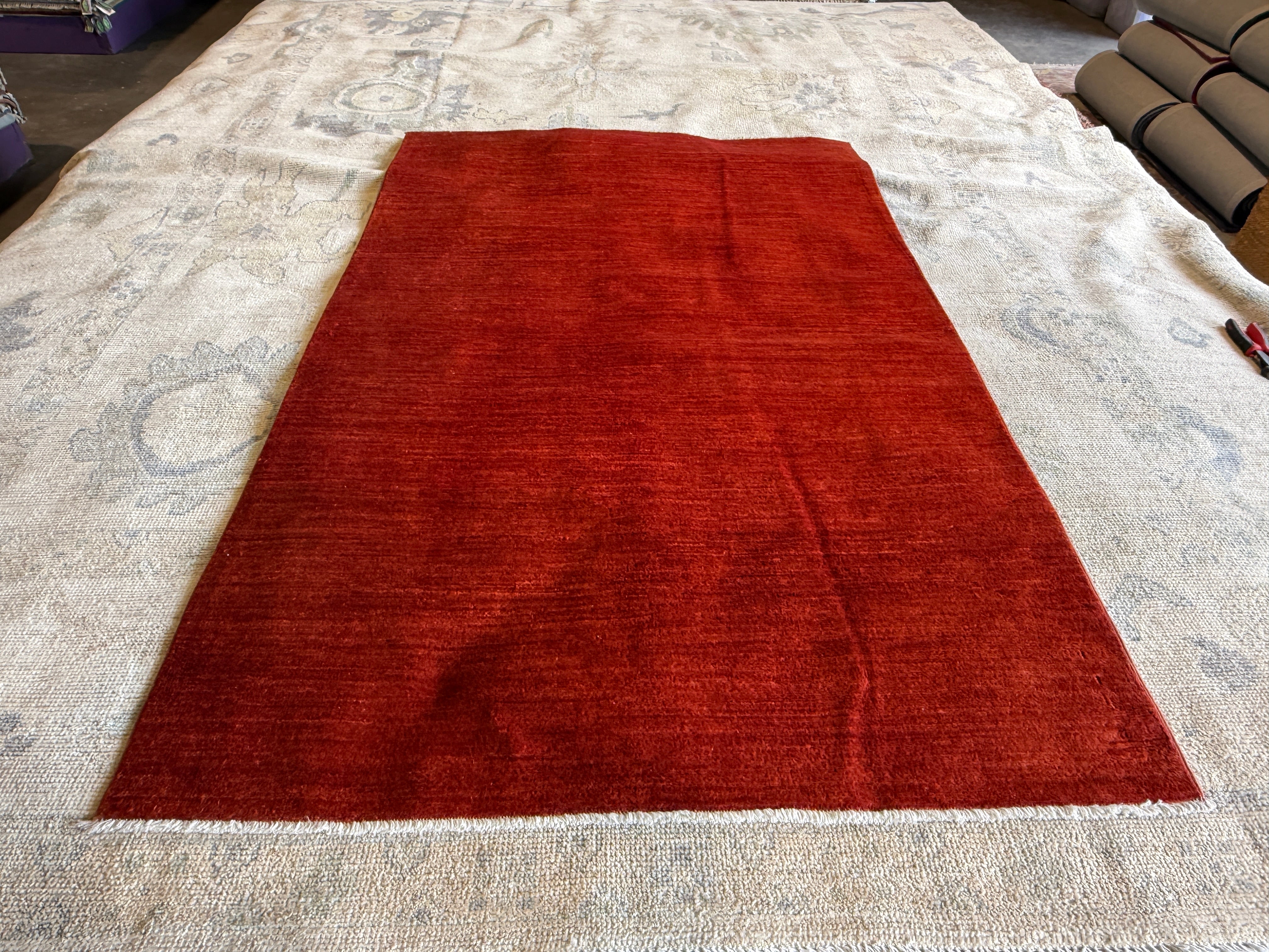 Eva Claytor 3.9x5.10 Red Hand-Knotted Farhan Rug