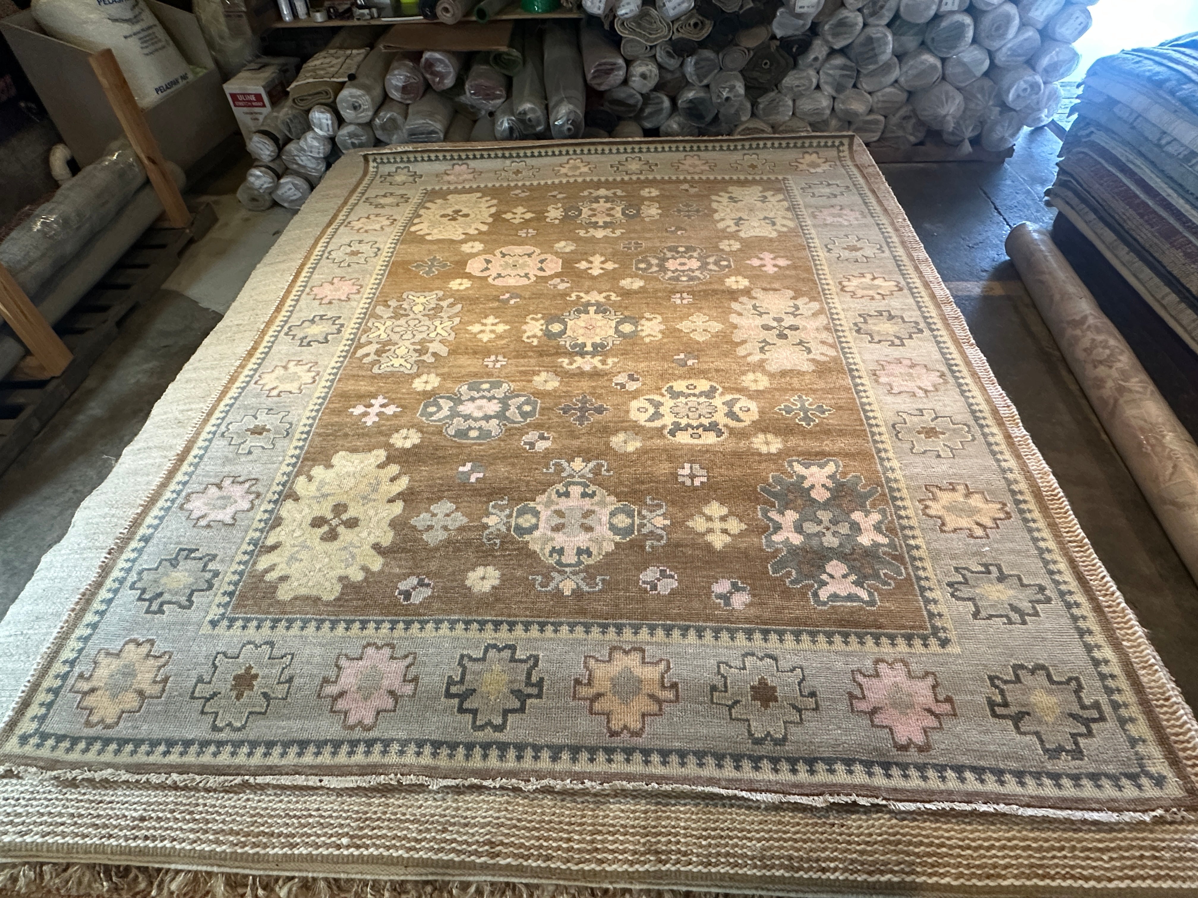 Ashley Dalton 8x10 Brown and Grey Hand-Knotted Oushak Rug