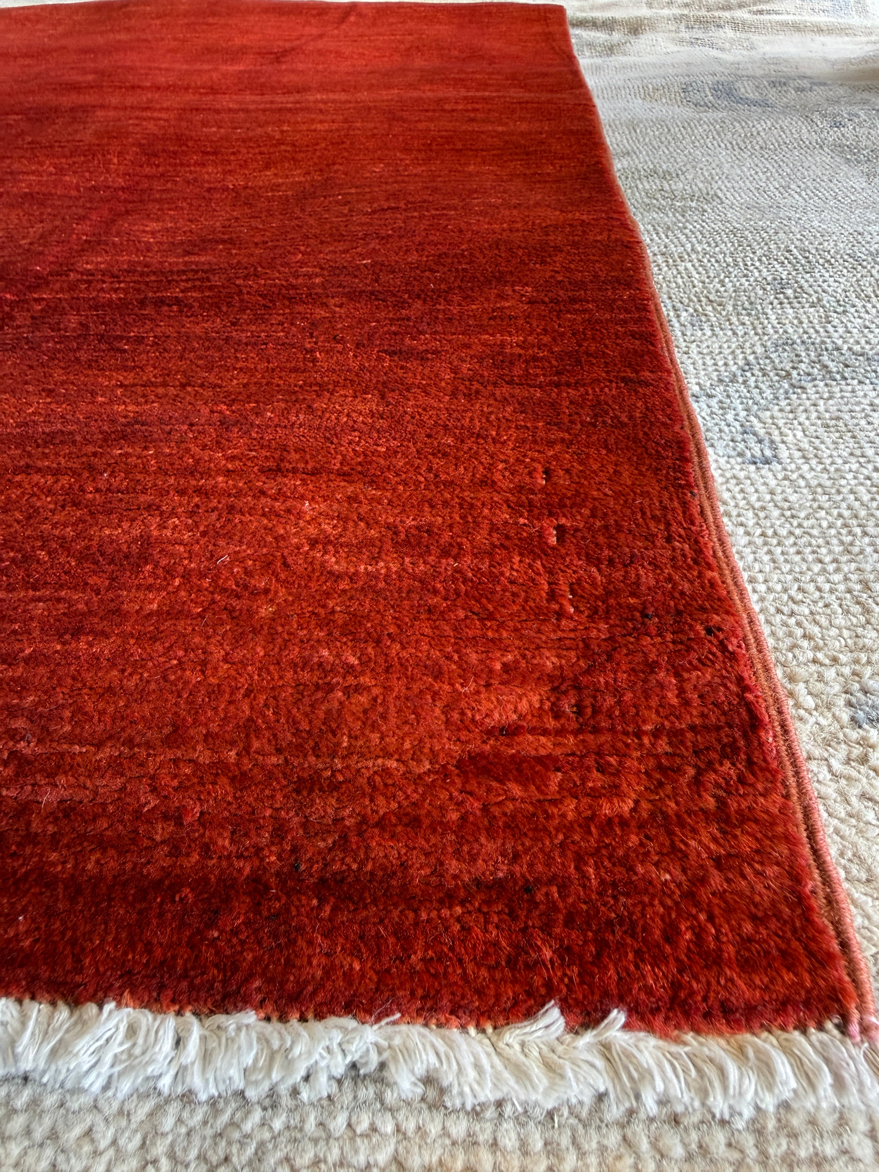 Eva Claytor 3.9x5.10 Red Hand-Knotted Farhan Rug