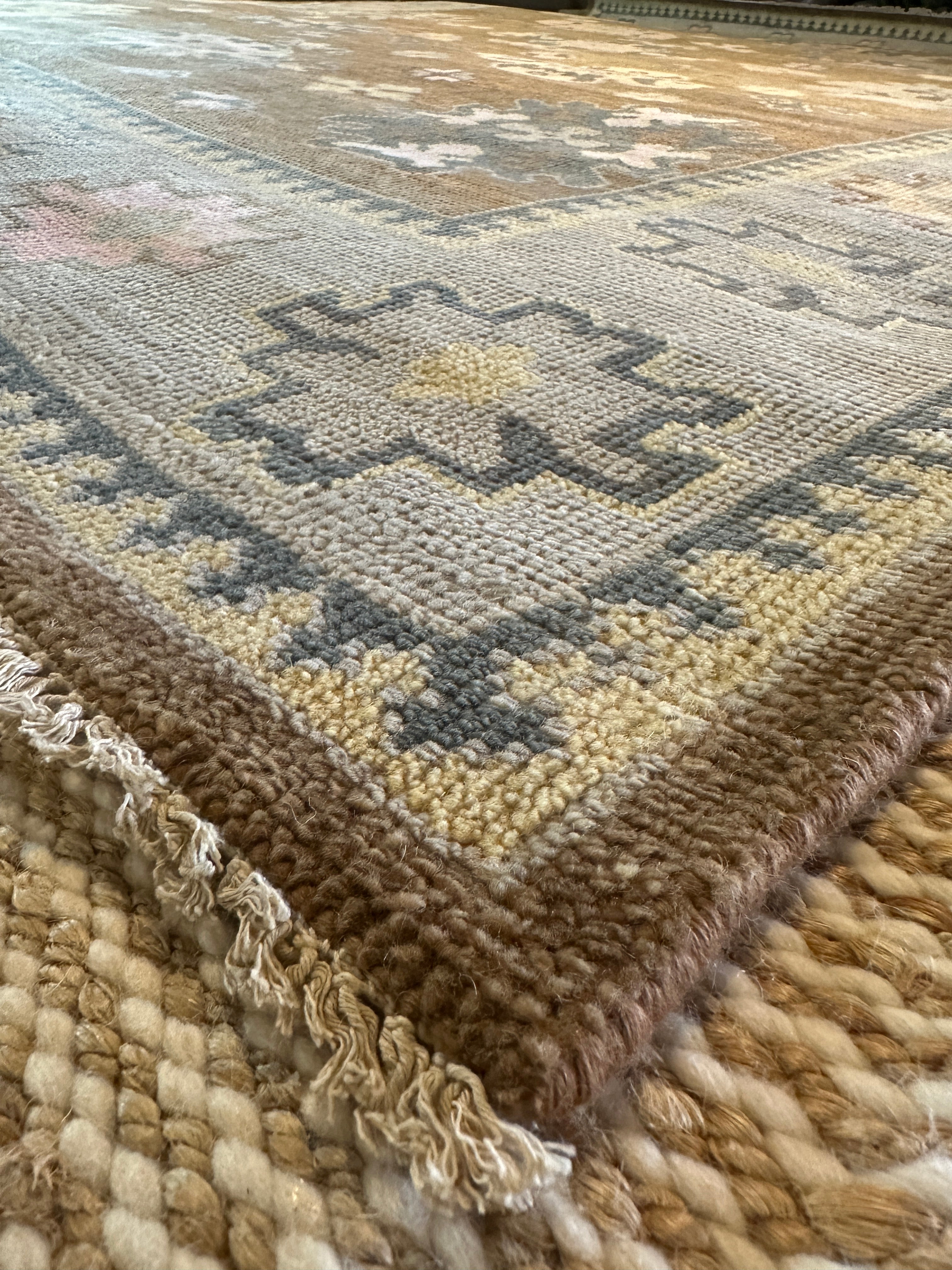 Ashley Dalton 8x10 Brown and Grey Hand-Knotted Oushak Rug