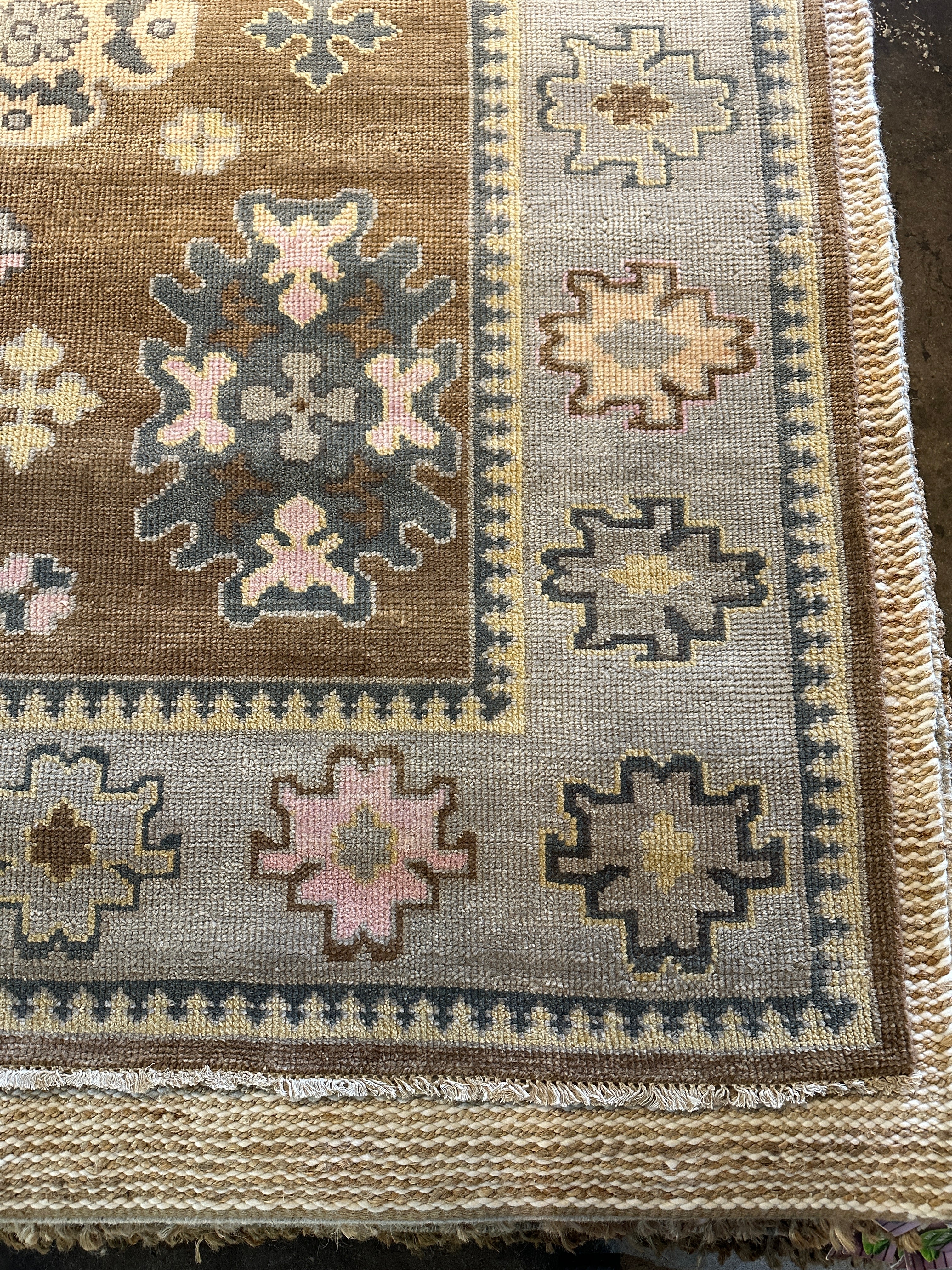 Ashley Dalton 8x10 Brown and Grey Hand-Knotted Oushak Rug
