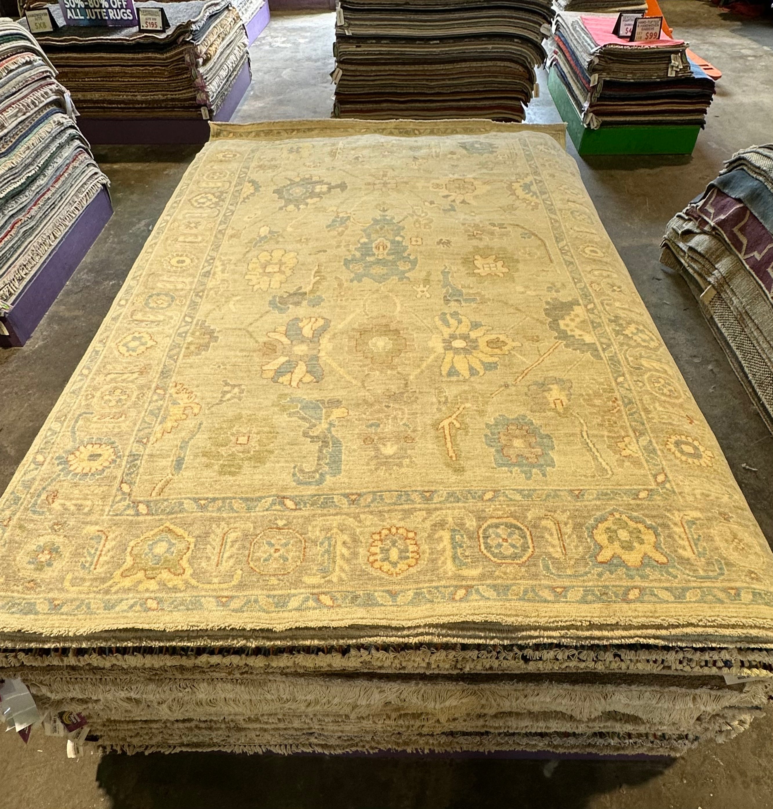 Jennifer Dozier 6.4x9.2 Afghani Whitewashed Oushak