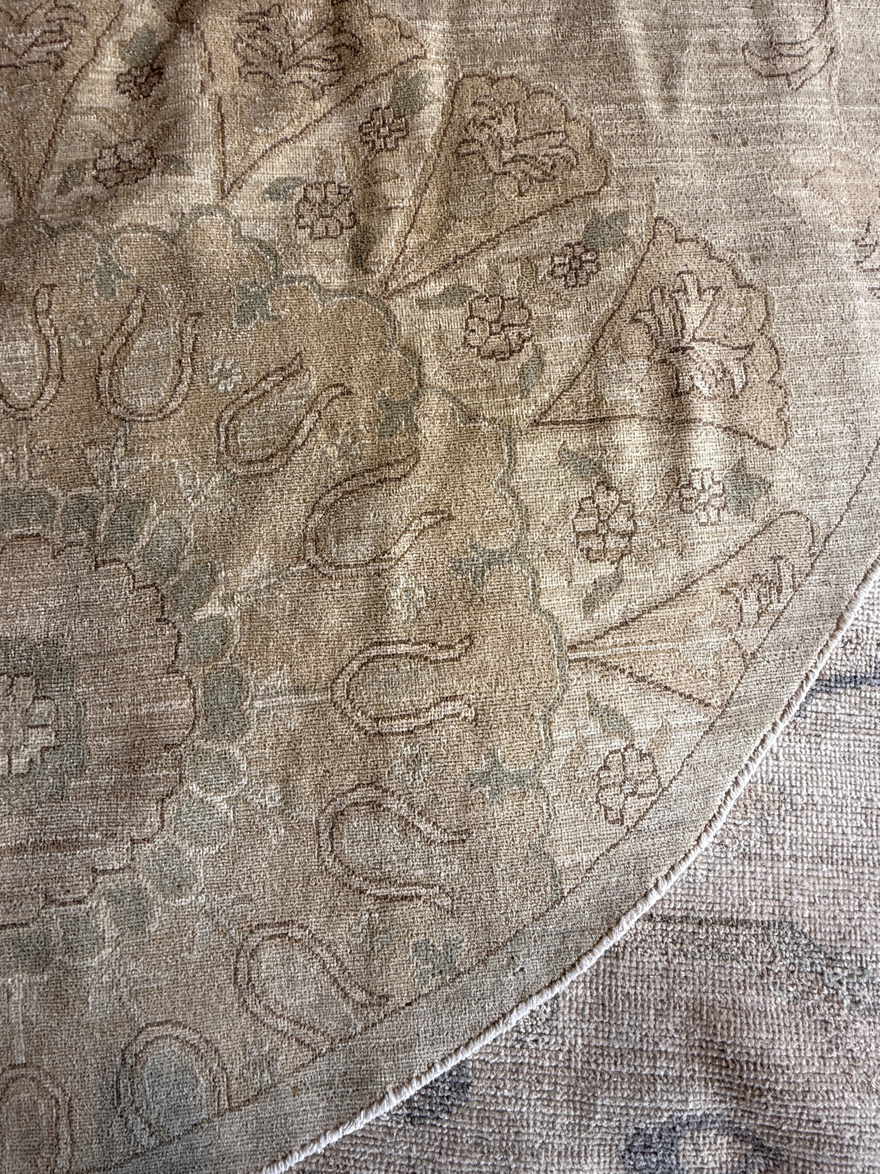 Johanna Turner 7.11x7.10 Cream Hand-Knotted Tabriz Rug