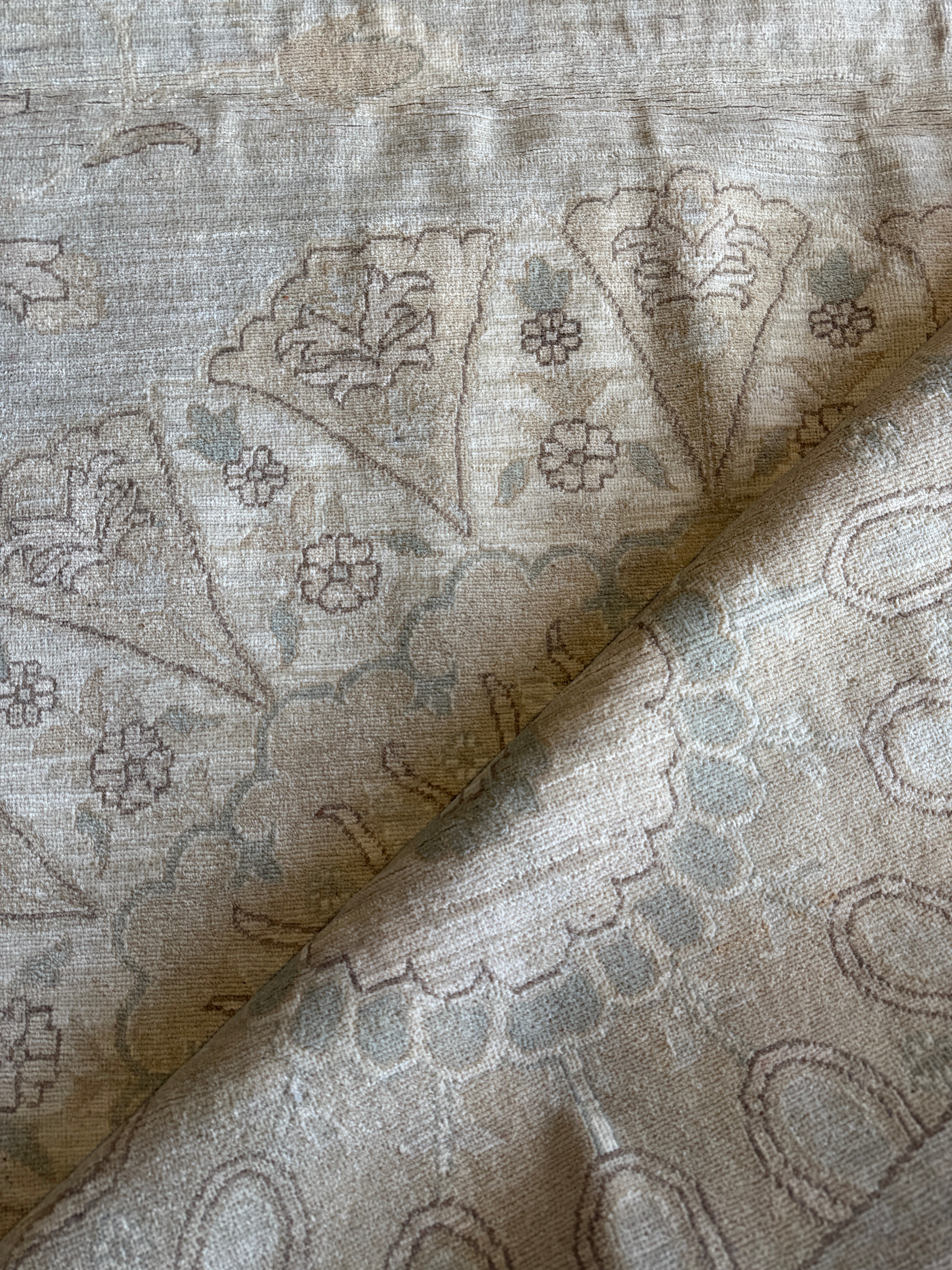 Johanna Turner 7.11x7.10 Cream Hand-Knotted Tabriz Rug