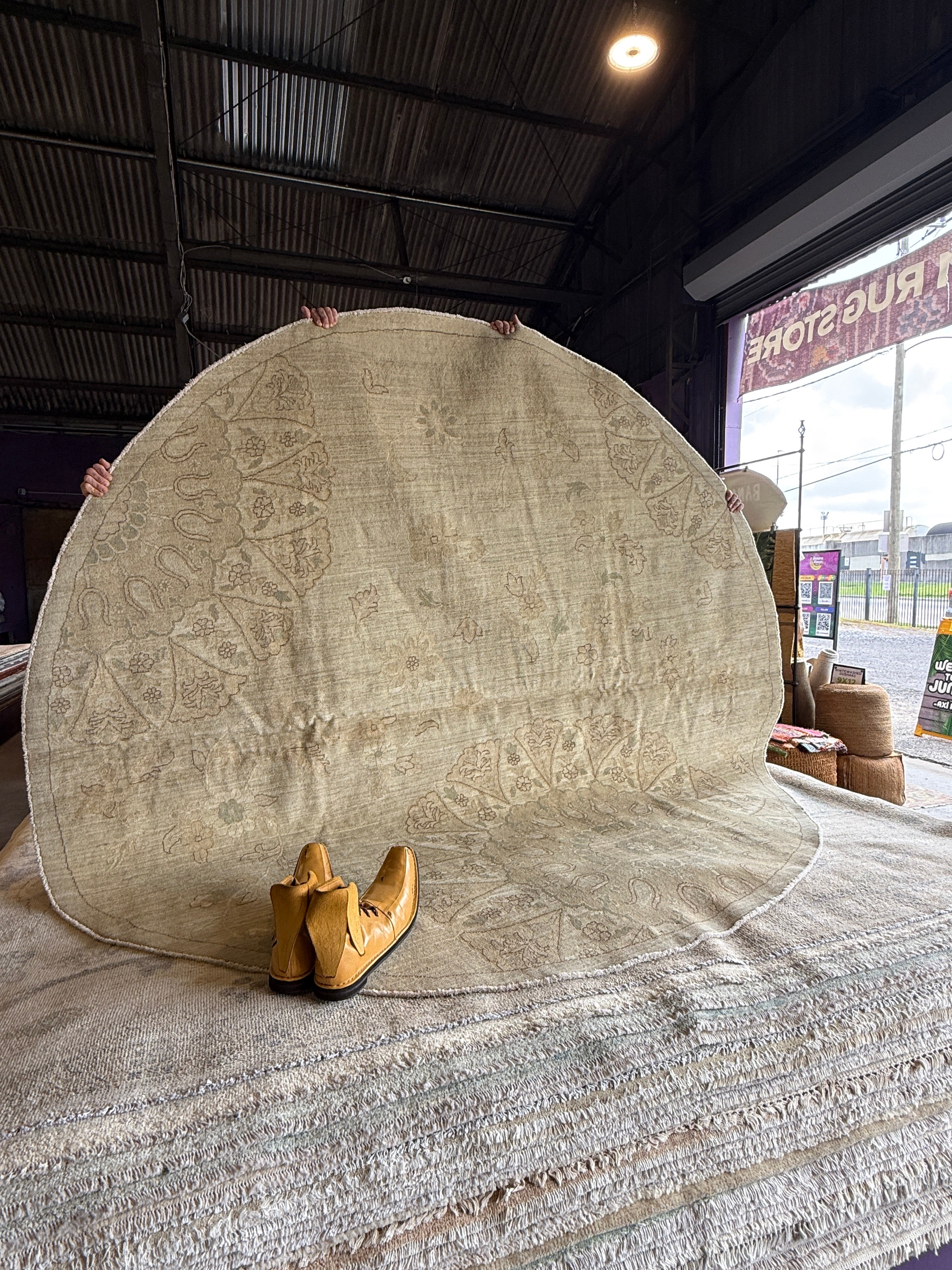 Johanna Turner 7.11x7.10 Cream Hand-Knotted Tabriz Rug