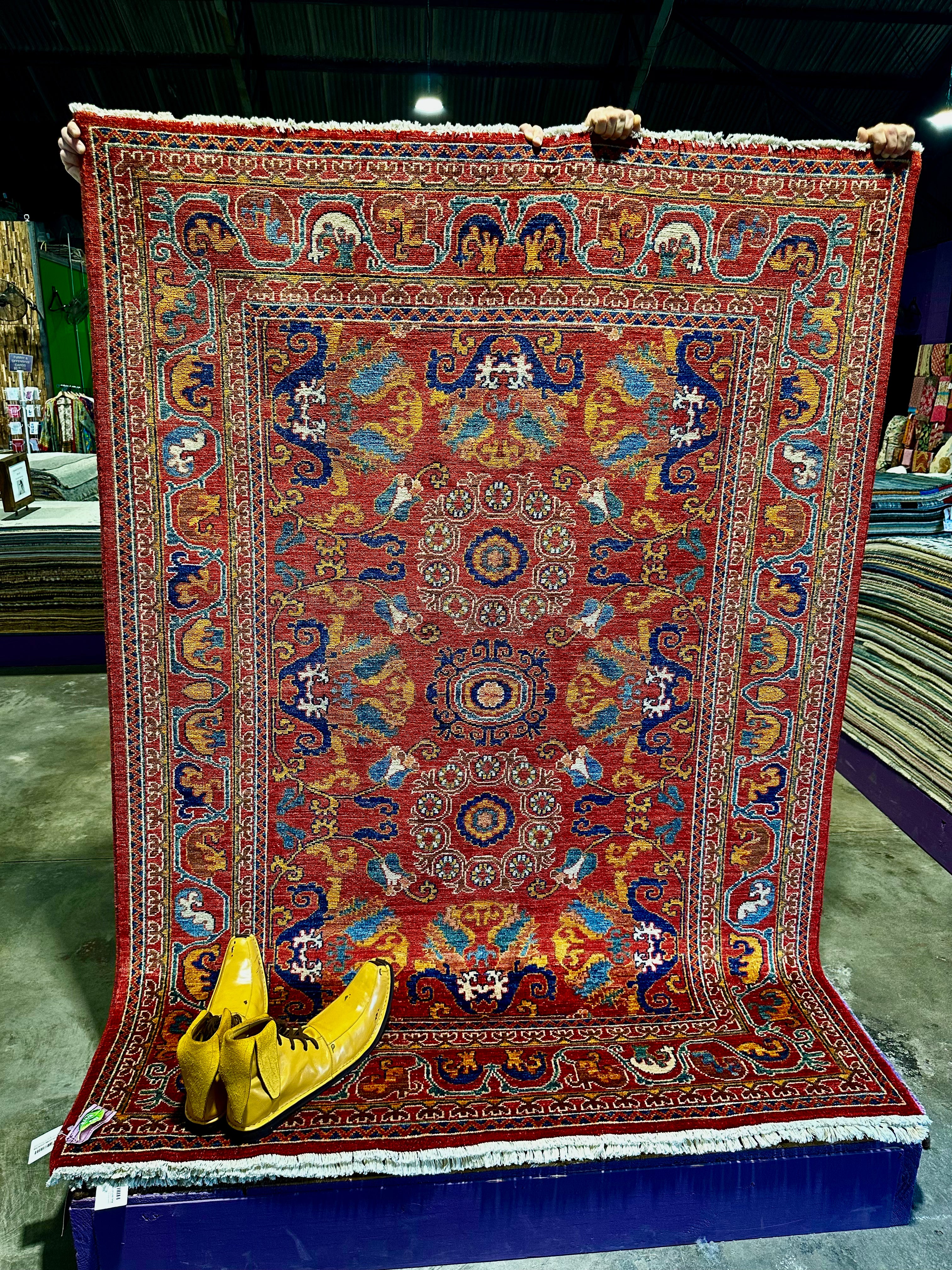 Jemima Kirke 5x7.1 Red Hand-Knotted Humna Rug