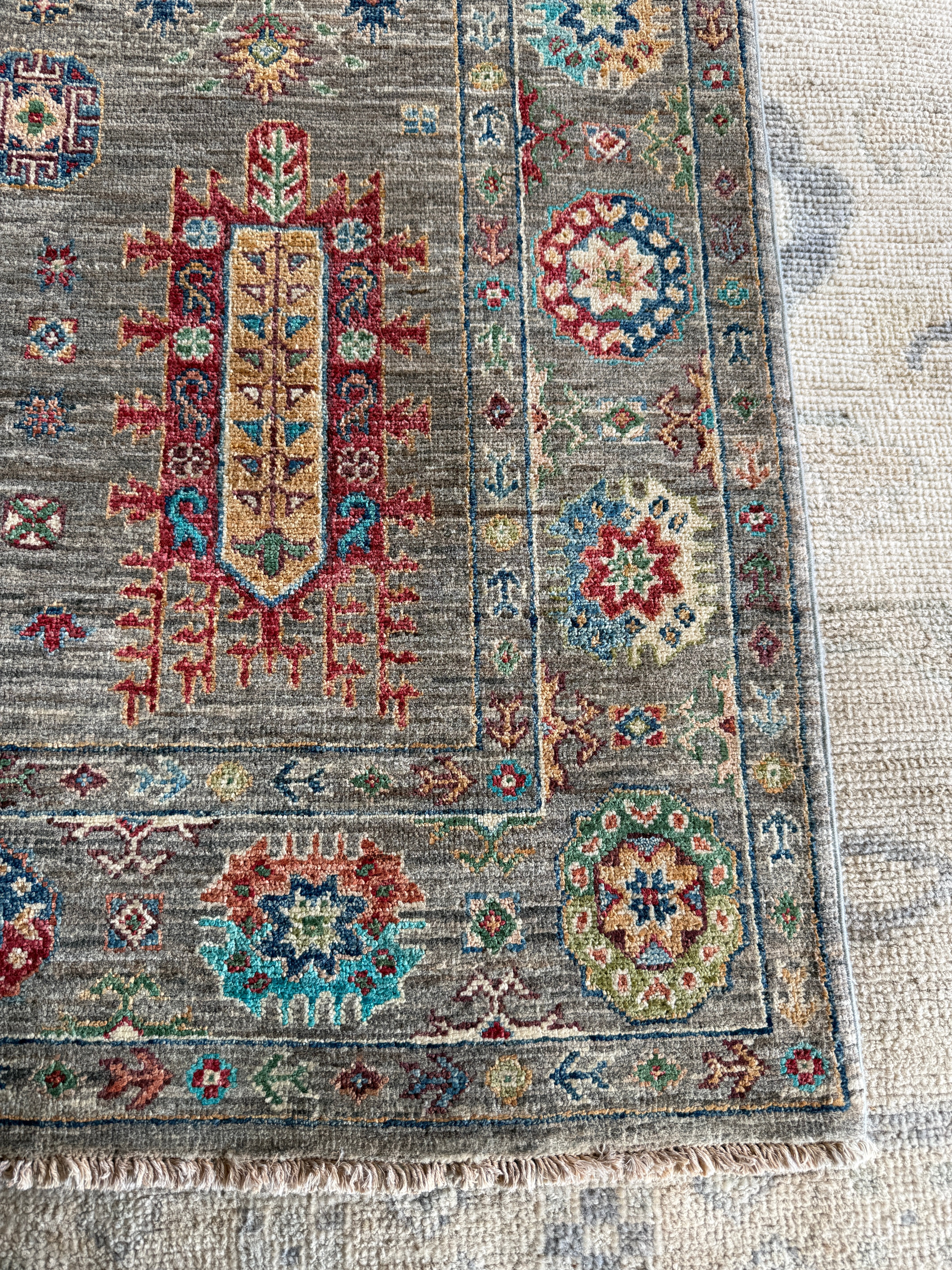 Eimy Forrest 4.2x6.5 Grey Hand-Knotted Sultani Rug