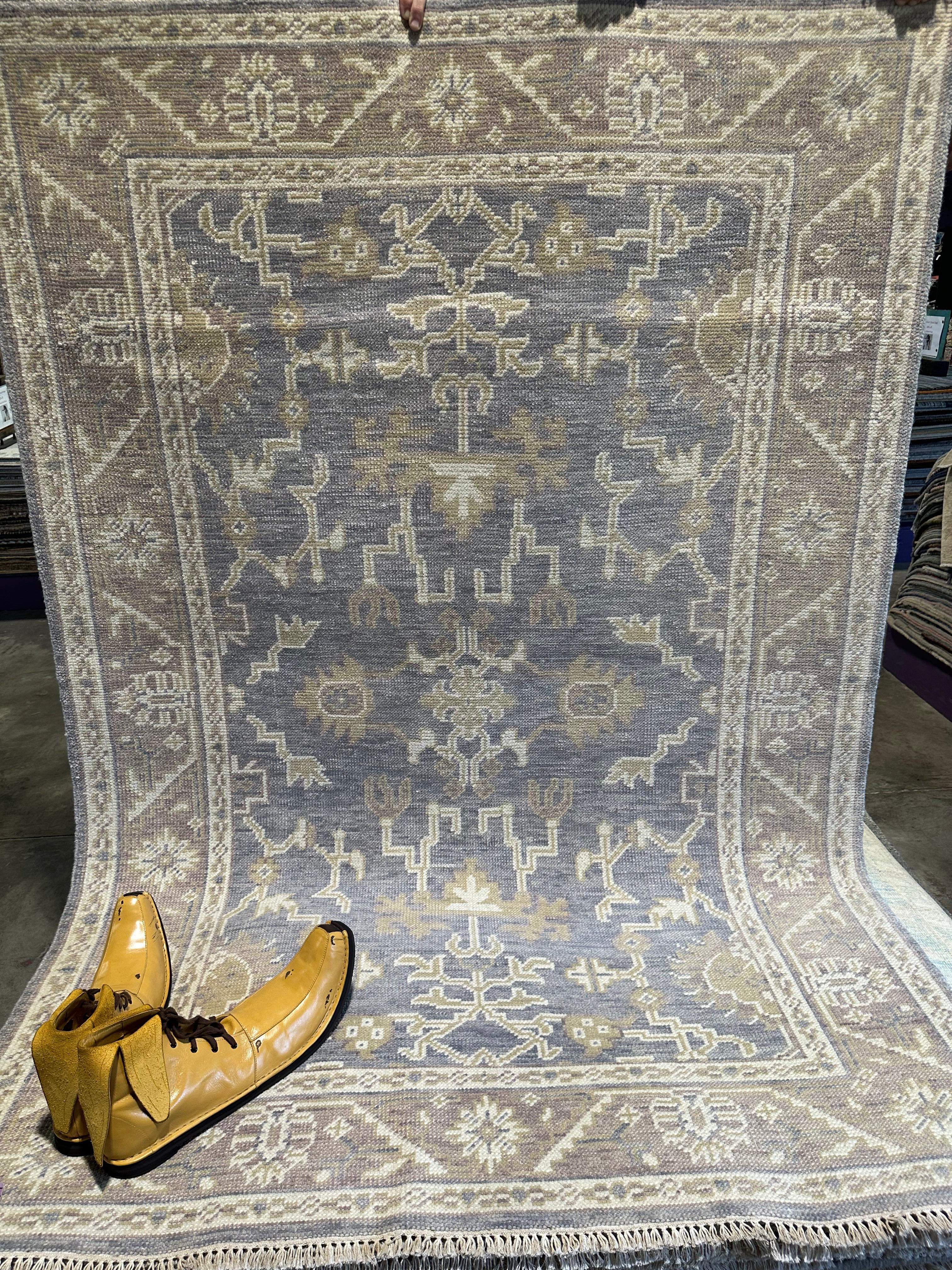 Jayde 5x7 Grey & Light Rust Hand-Knotted Turkish Oushak