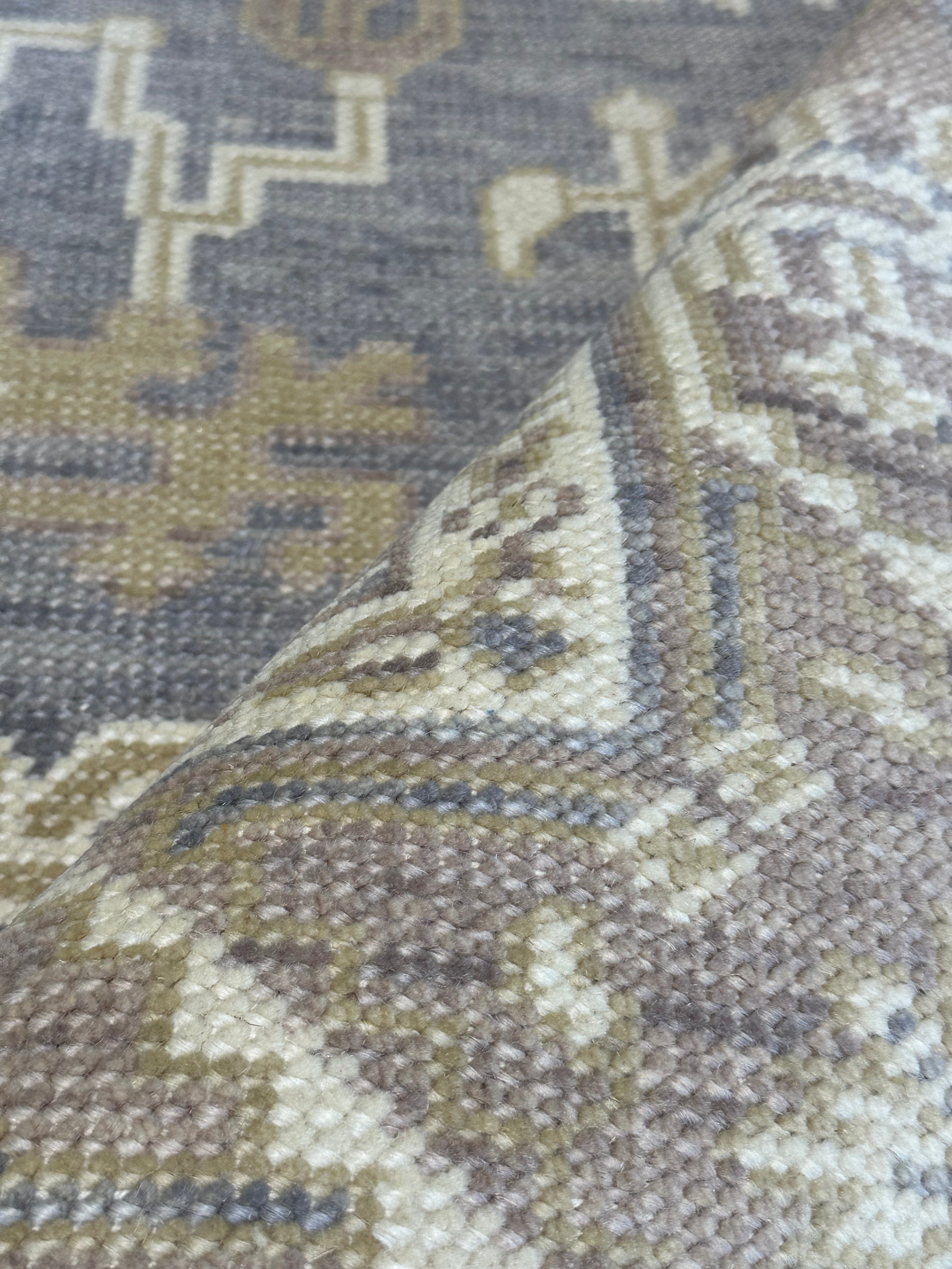 Jayde 5x7 Grey & Light Rust Hand-Knotted Turkish Oushak