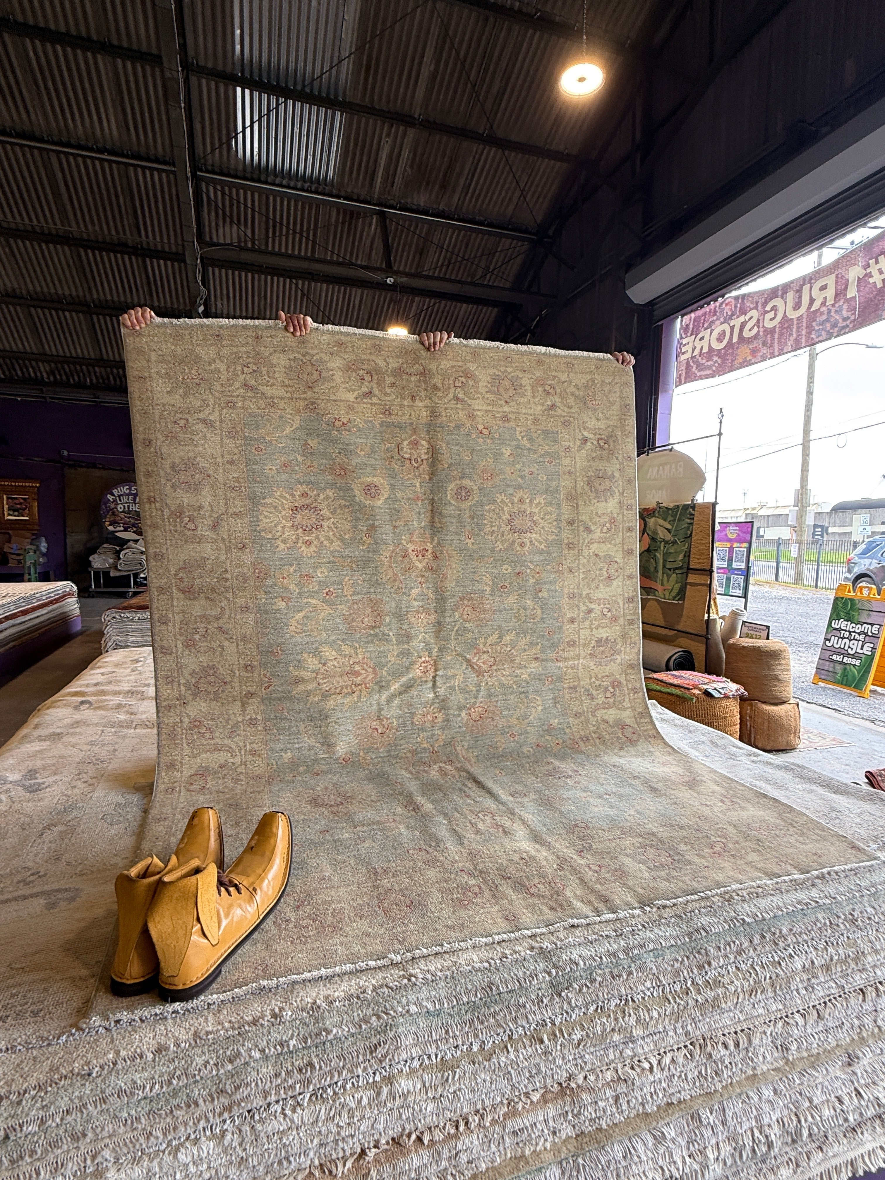 Laura Fox 5.8x7.4 Blue and Pink Hand-Knotted Farhan Rug