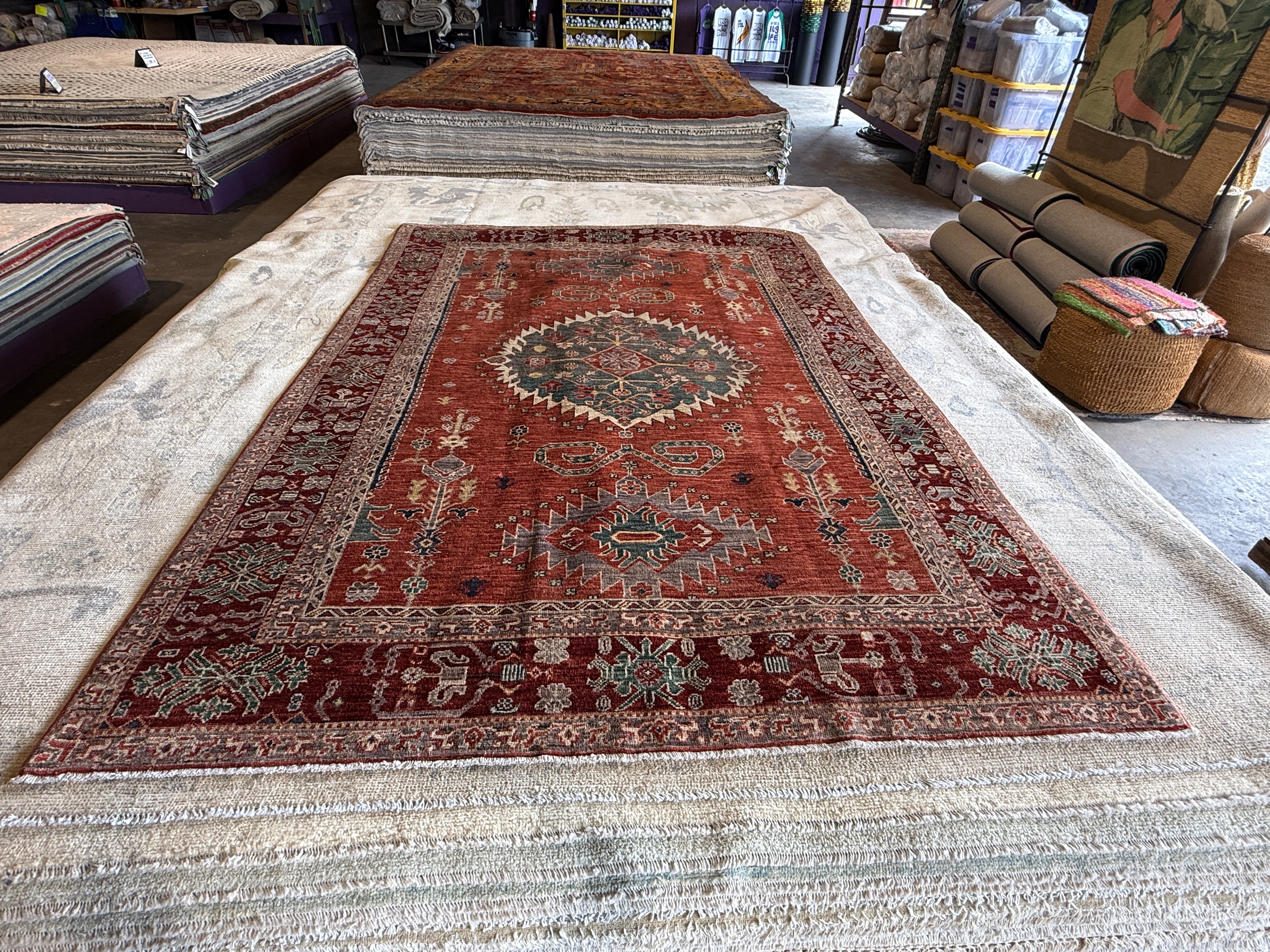 Katrina Rice 5.8x7.11 Red Hand-Knotted Humna Rug