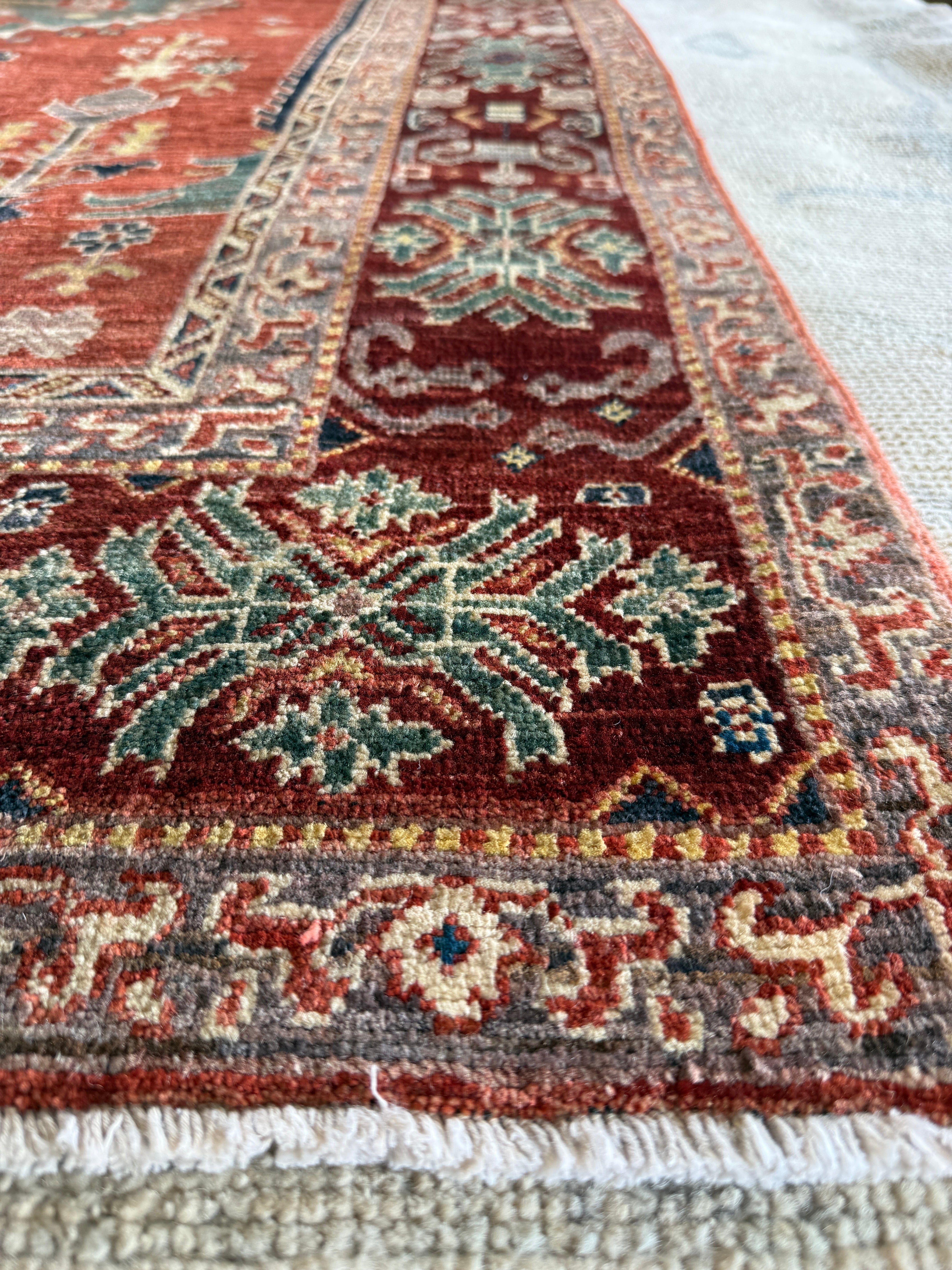 Katrina Rice 5.8x7.11 Red Hand-Knotted Humna Rug