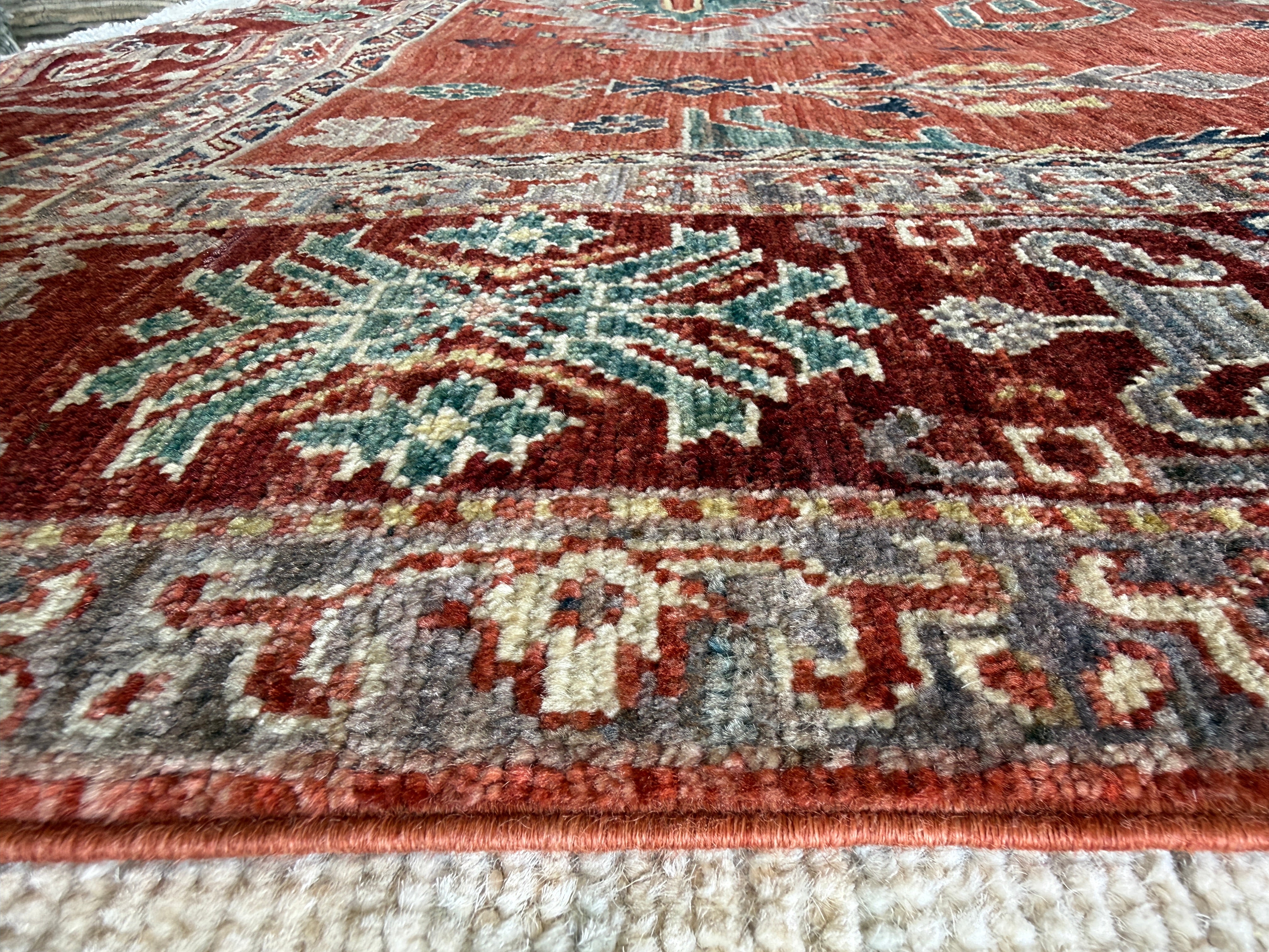 Katrina Rice 5.8x7.11 Red Hand-Knotted Humna Rug