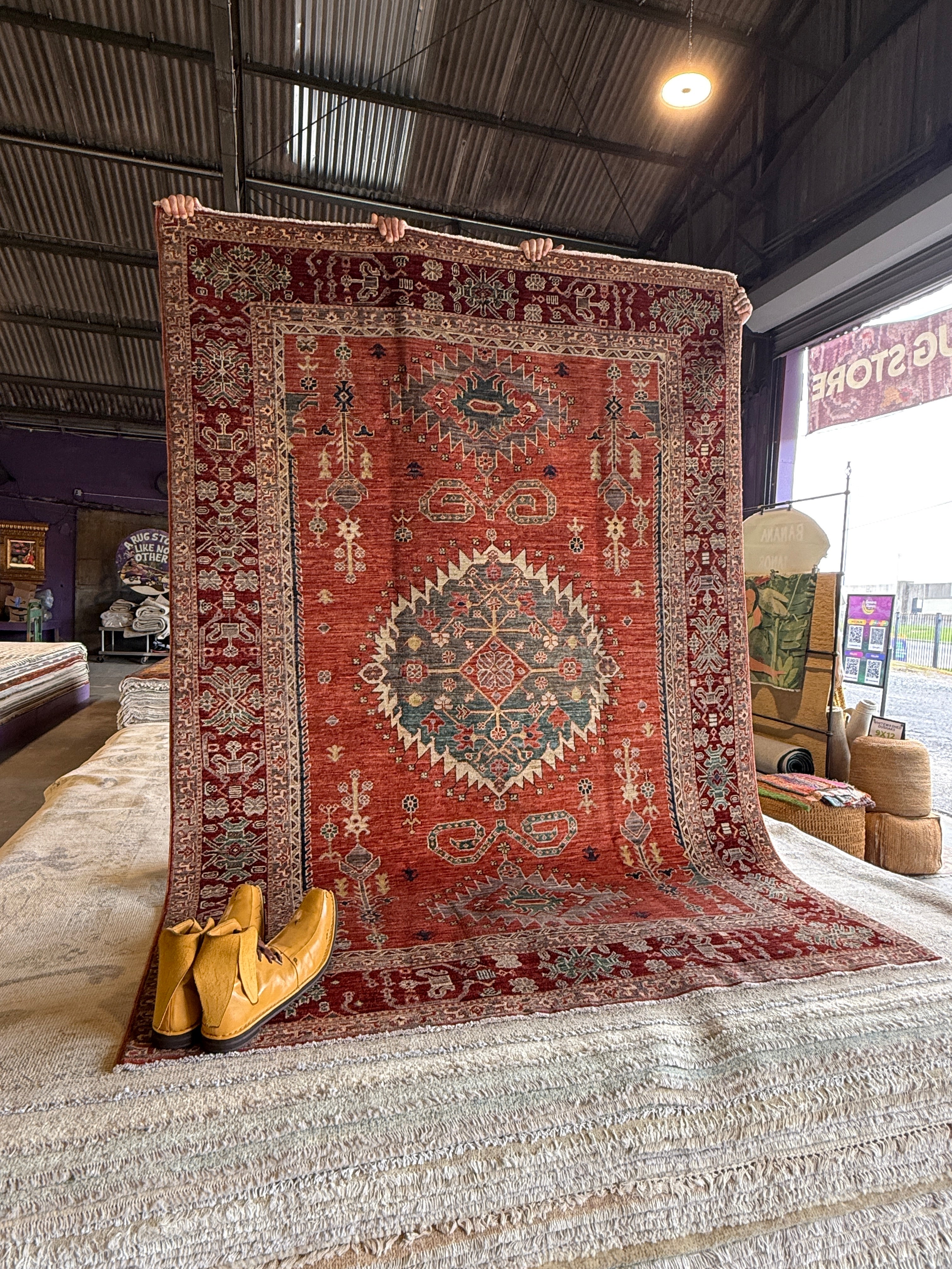 Katrina Rice 5.8x7.11 Red Hand-Knotted Humna Rug