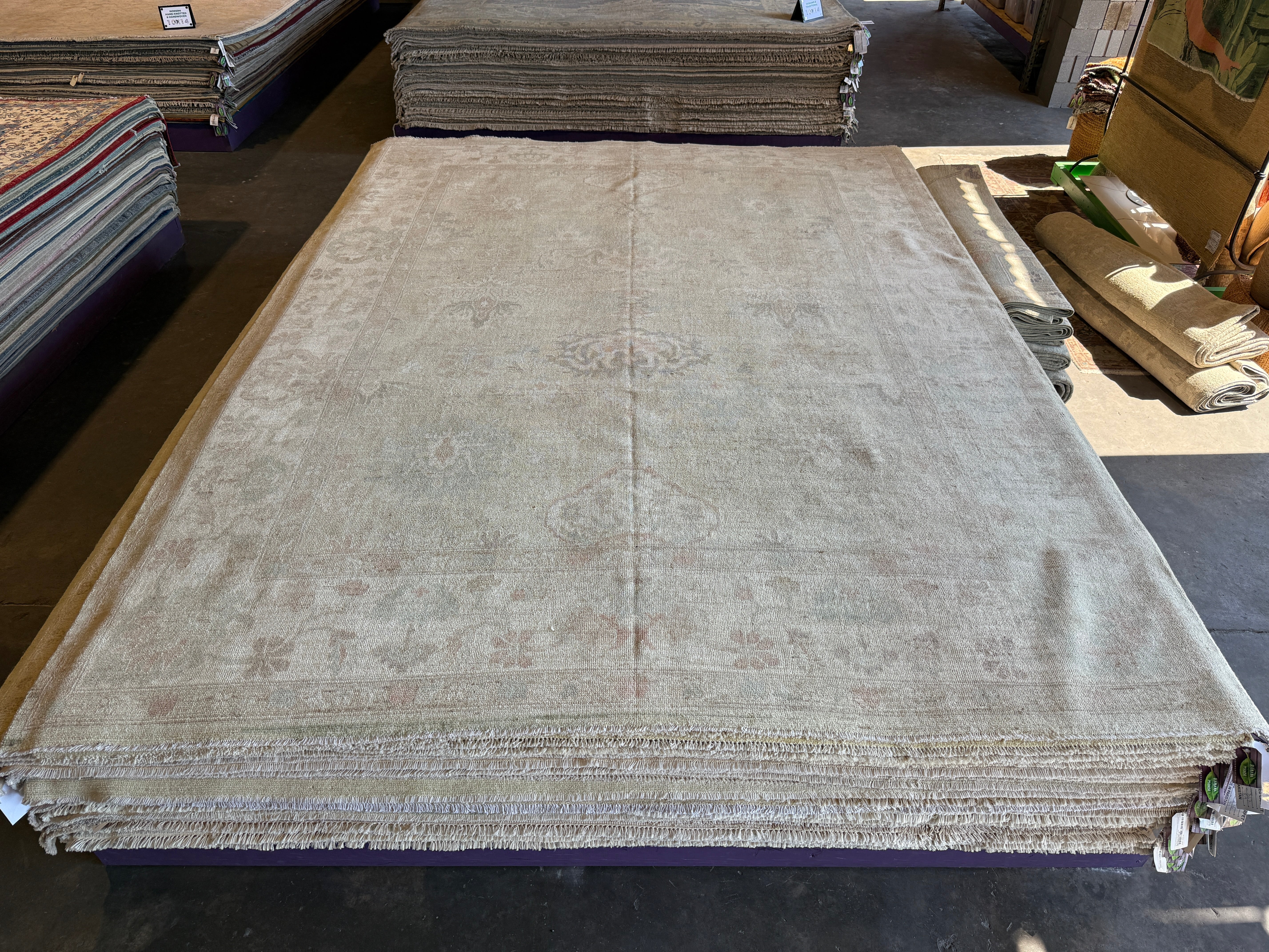 Gwendoline Christie 8.10x11.10 Pink & Cream Afghani Whitewashed Oushak