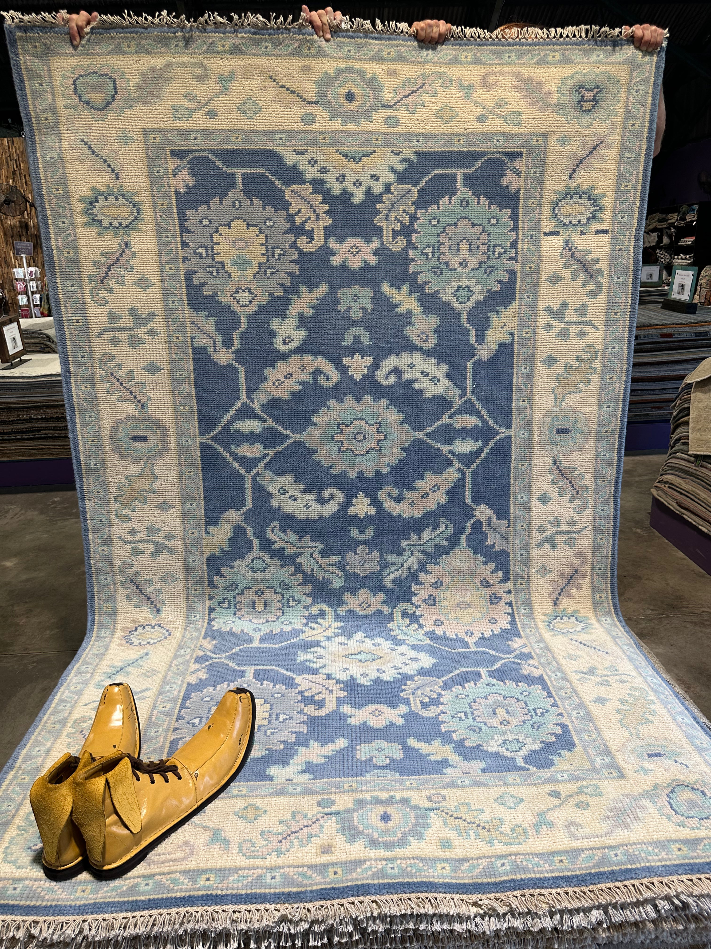 Dr. Wendy Chin 5.3x8 Blue Hand-Knotted Oushak