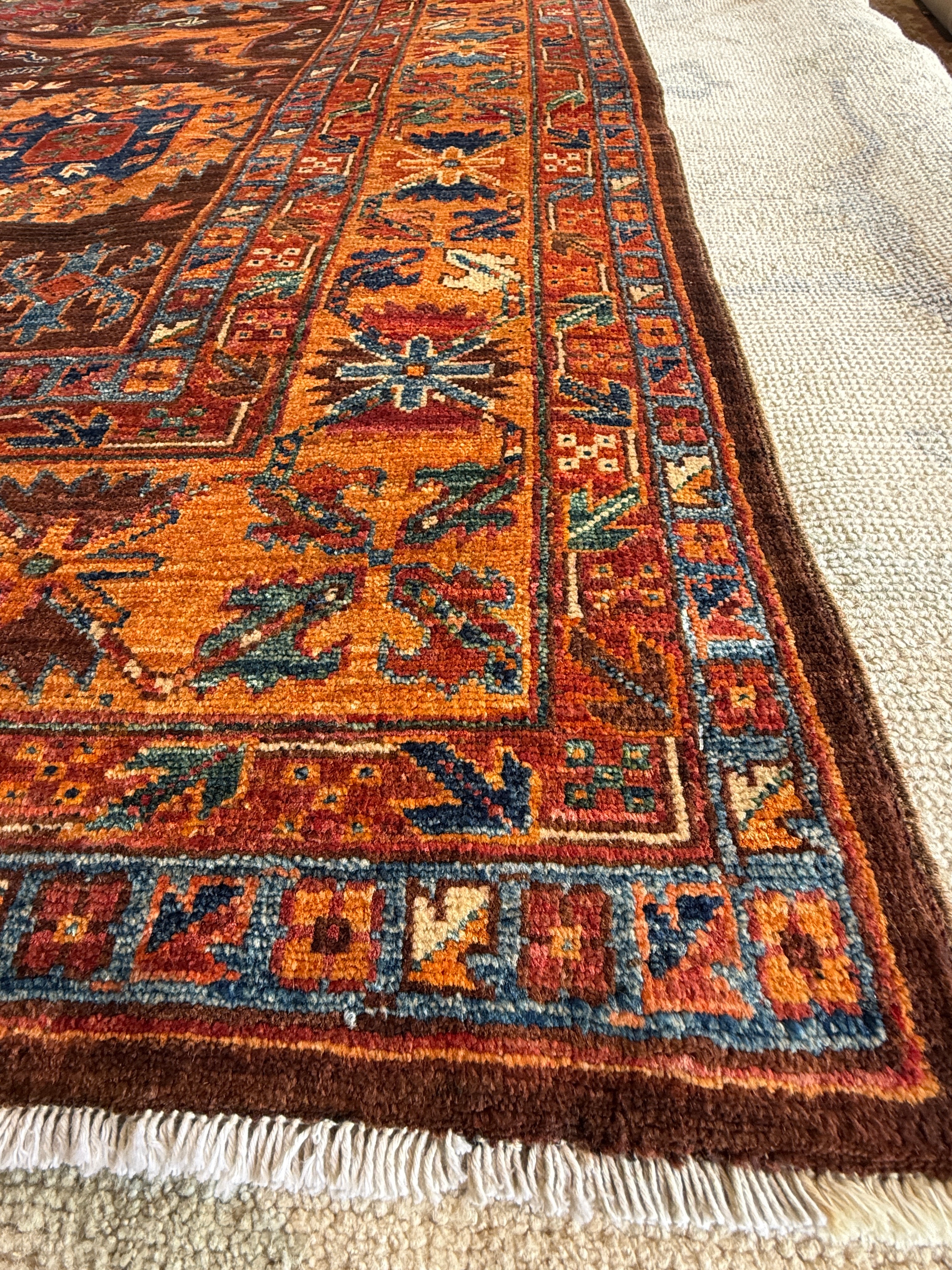 Maria T. Bierniak 6x8.10 Orange Hand-Knotted Humna Rug